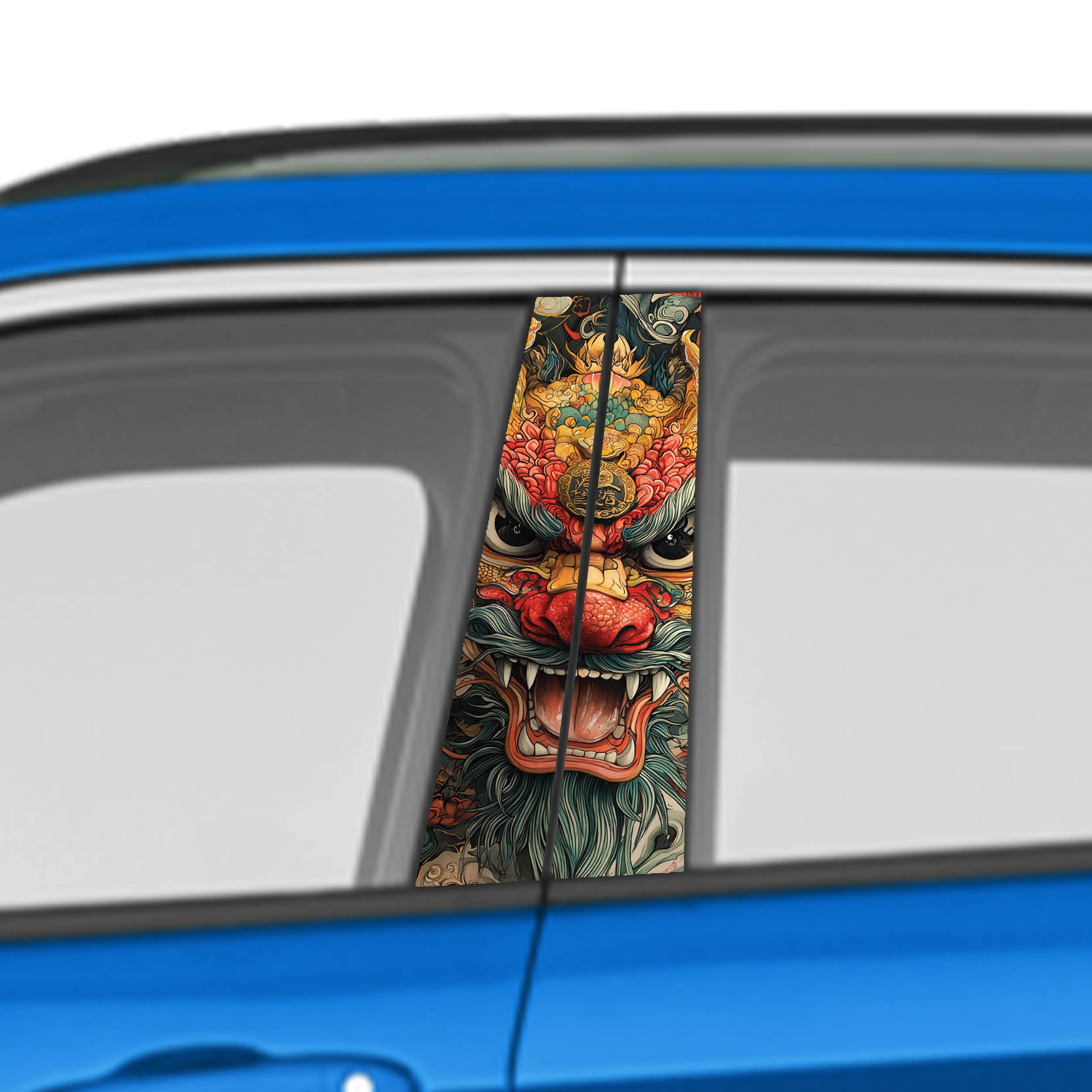Japanese Artwork Car Door Vinyl Graphic: Bold Livery Sticker for Pillar Panels Universal Fit