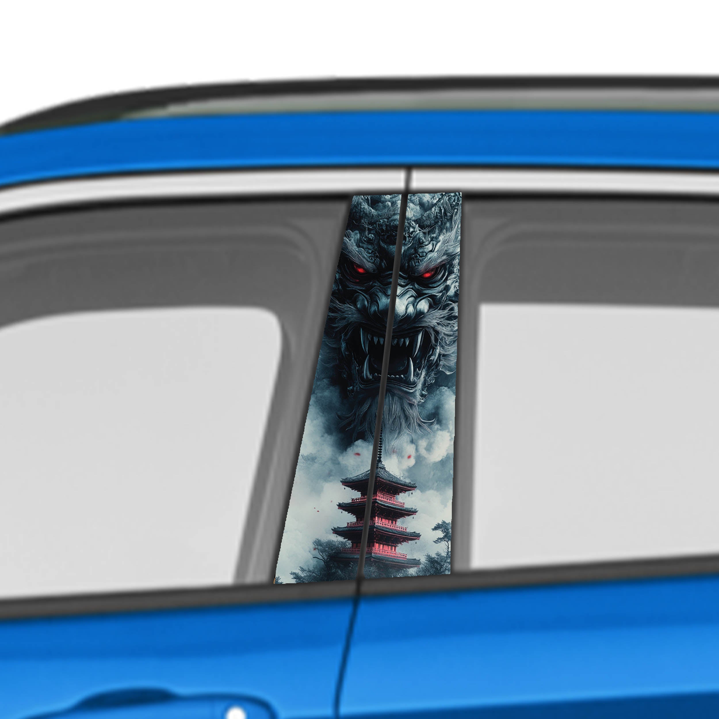 Japanese Artwork Car Door Vinyl Graphic: Bold Livery Sticker for Pillar Panels Universal Fit