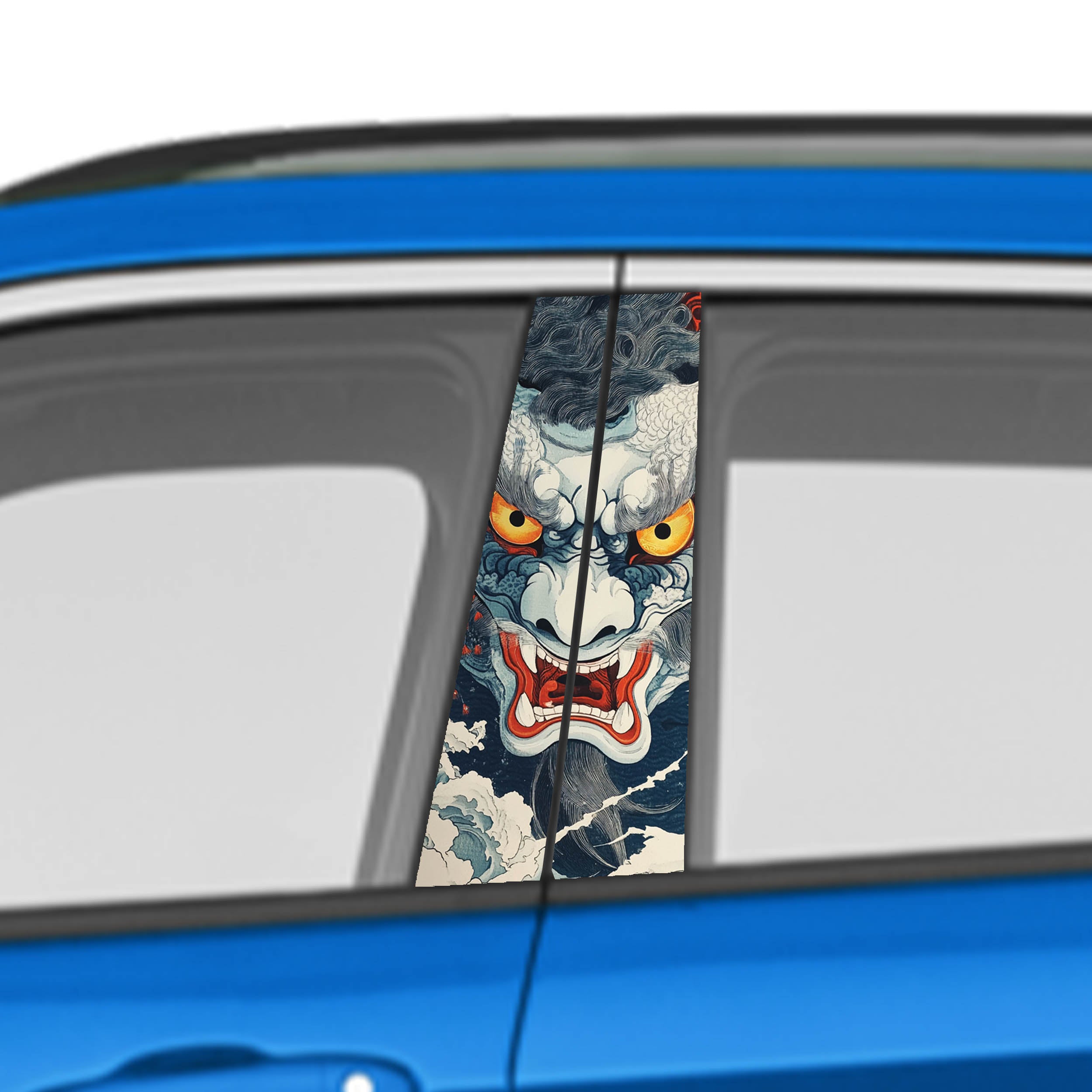 Japanese Artwork Car Door Vinyl Graphic: Bold Livery Sticker for Pillar Panels Universal Fit