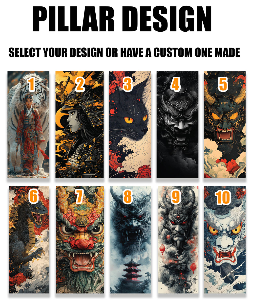 Japanese Artwork Car Door Vinyl Graphic: Bold Livery Sticker for Pillar Panels Universal Fit