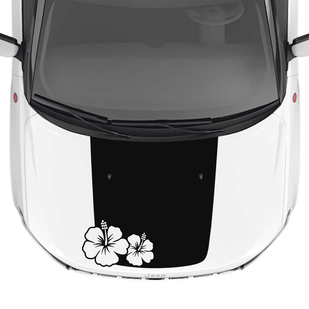 Hibiscus Blackout Hood Vinyl Decal Fits Jeep Compass 2017-2024