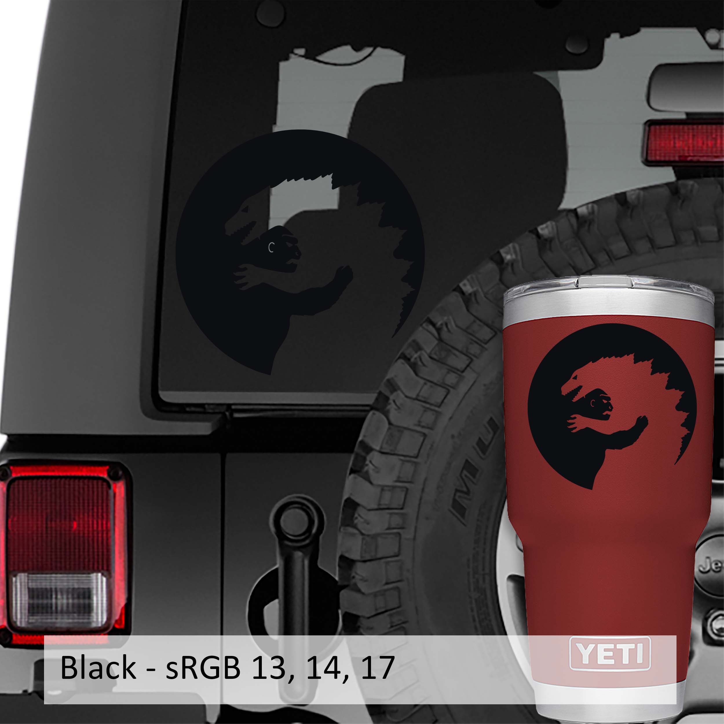 Godzilla vs King Kong Yin Yang Symbol Vinyl Decal