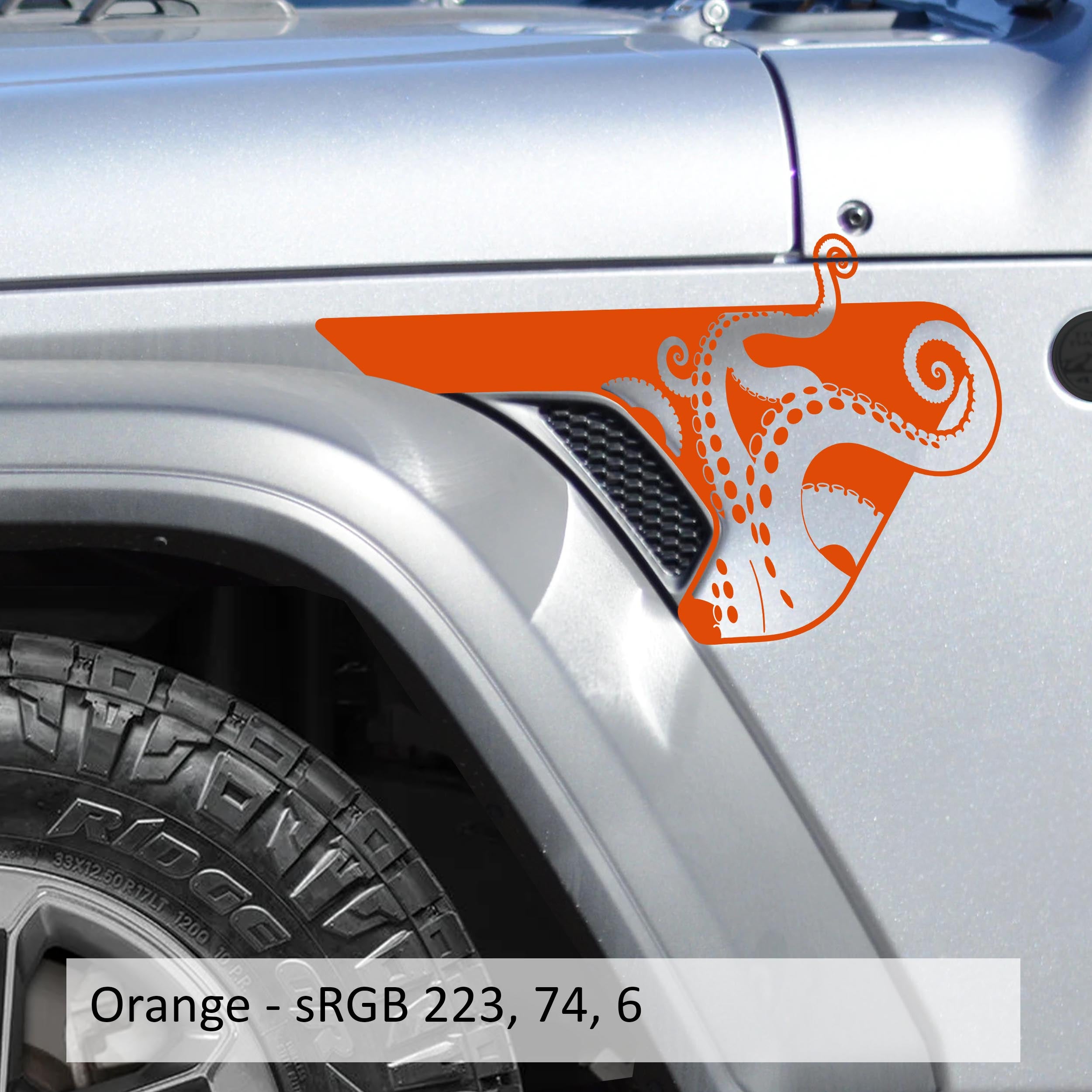 Kraken Octopus Tentacle Fender Vent Vinyl Decal Fits Jeep Wrangler JL/Jeep Gladiator JT 2018-Current Models