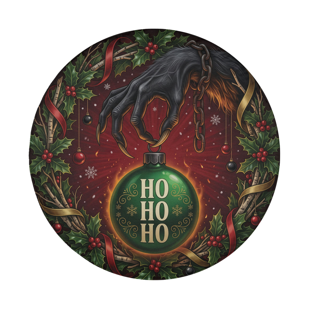 Krampus ornament heist Christmas spare tire cover with no camera hole