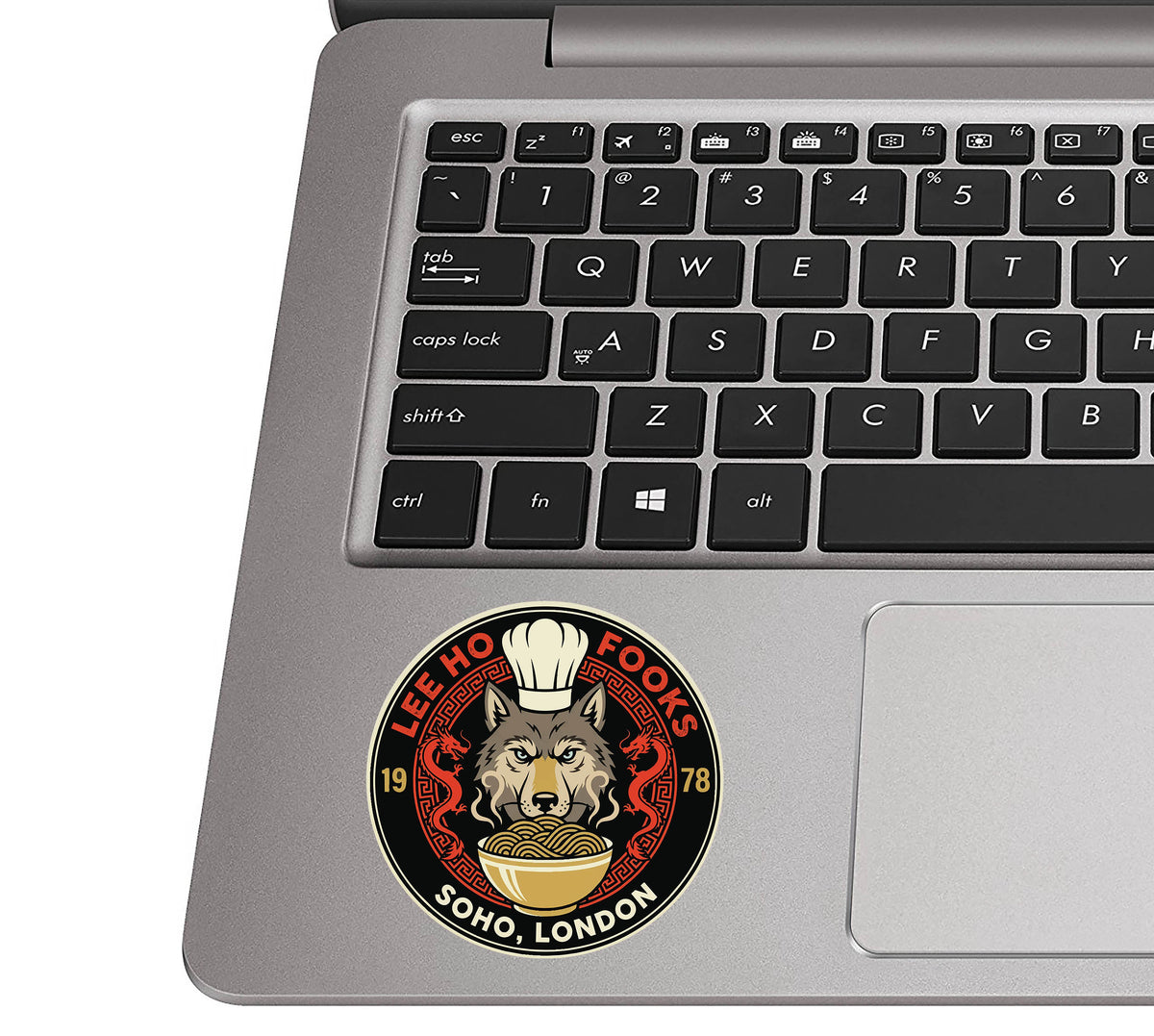 Lee Ho Fooks Soho London Chinese restaurant waterproof vinyl sticker applied to a laptop palm rest