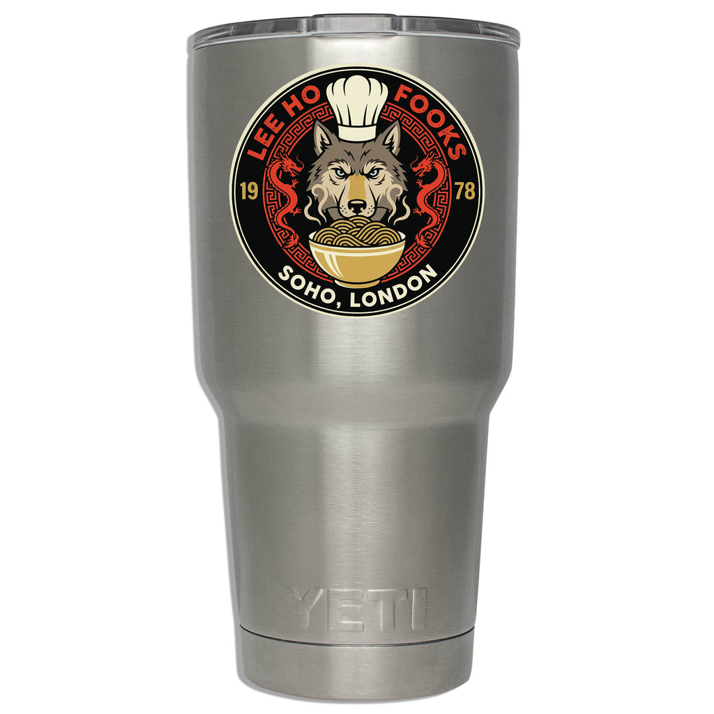Lee Ho Fooks Soho London Chinese restaurant waterproof vinyl sticker on a stainless steel tumbler