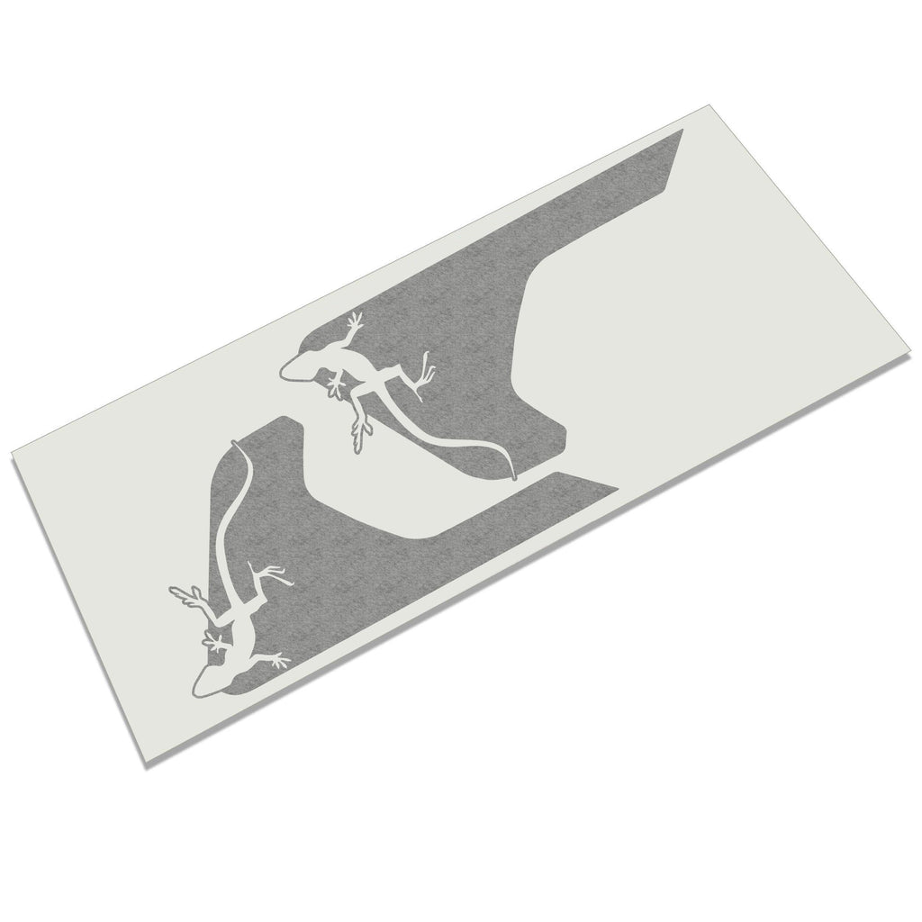 Black climbing gecko pair JL JT Wrangler Gladiator fender vent blackout decal layout illustration