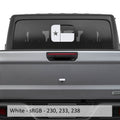 White Texas Lonestar flag JT rear sliding window vinyl decal on Jeep Gladiator tailgate glass
