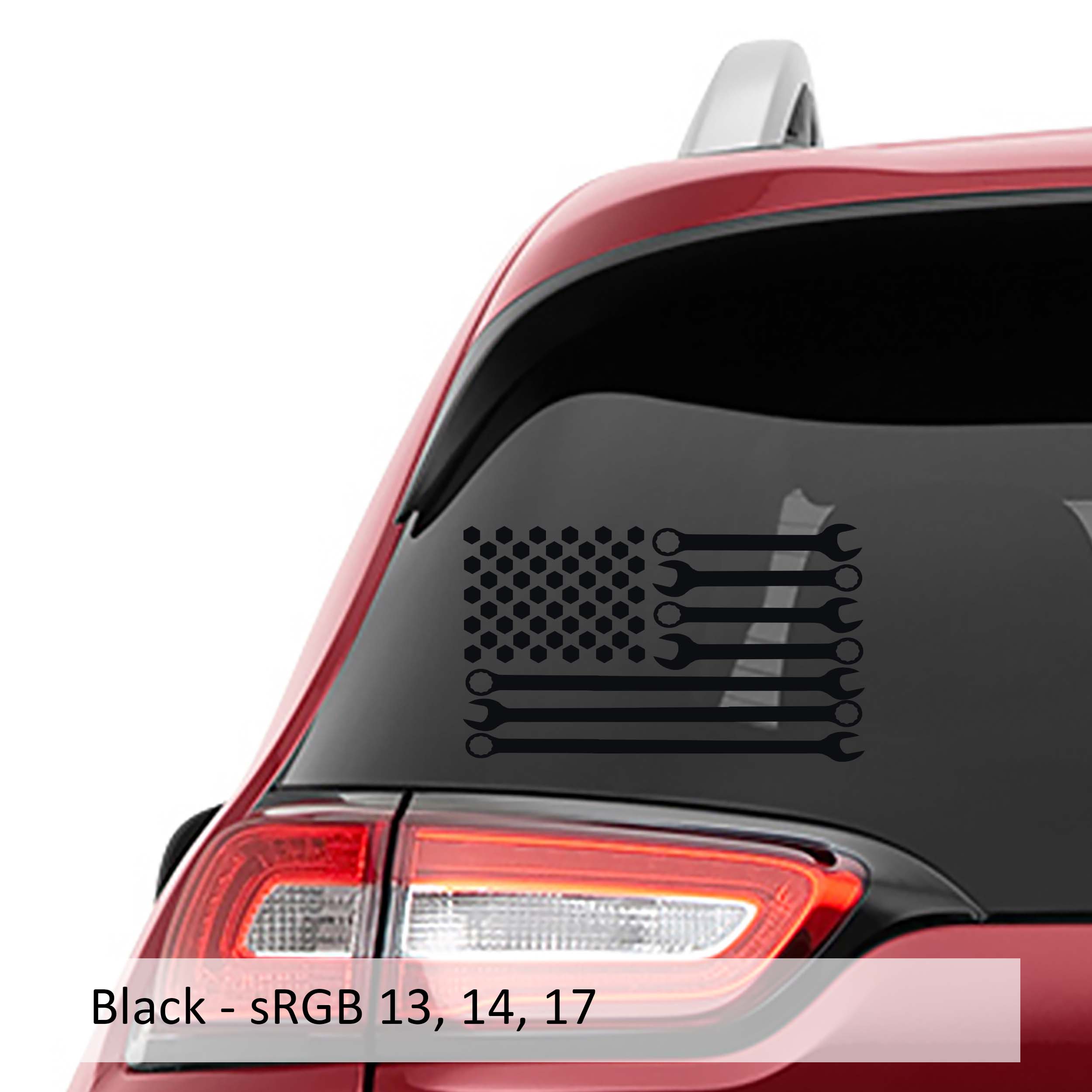 Mechanic Wrench American Flag Vinyl Decal Sticker