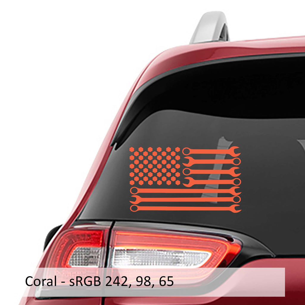 Mechanic Wrench American Flag Vinyl Decal Sticker