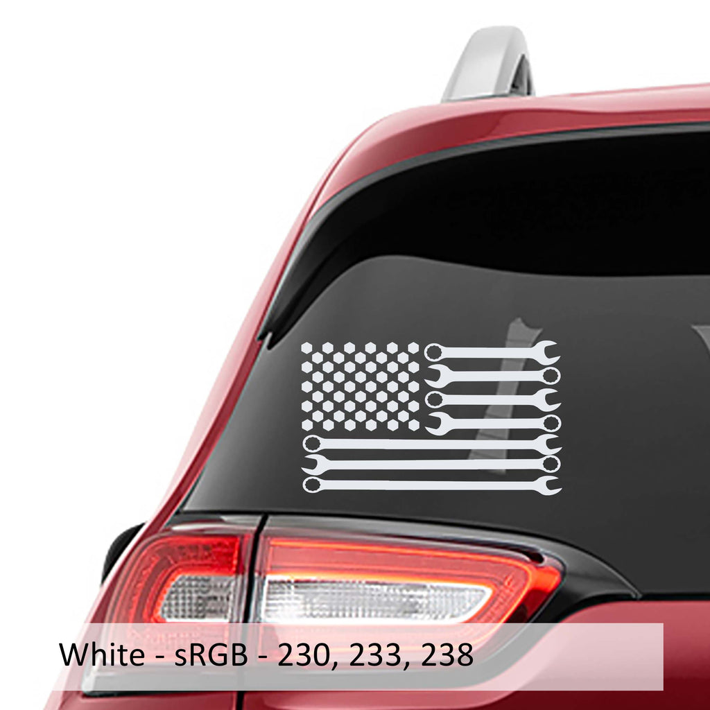 Mechanic Wrench American Flag Vinyl Decal Sticker