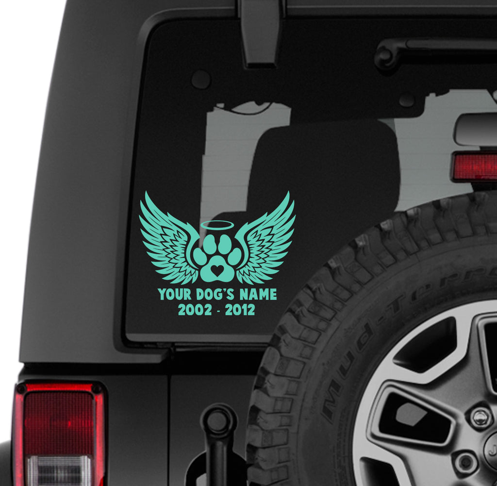 In Loving Memory Paw Print Memorial Angel Wings Halo Vinyl Transfer Decal