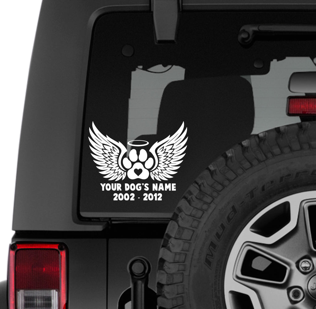 In Loving Memory Paw Print Memorial Angel Wings Halo Vinyl Transfer Decal