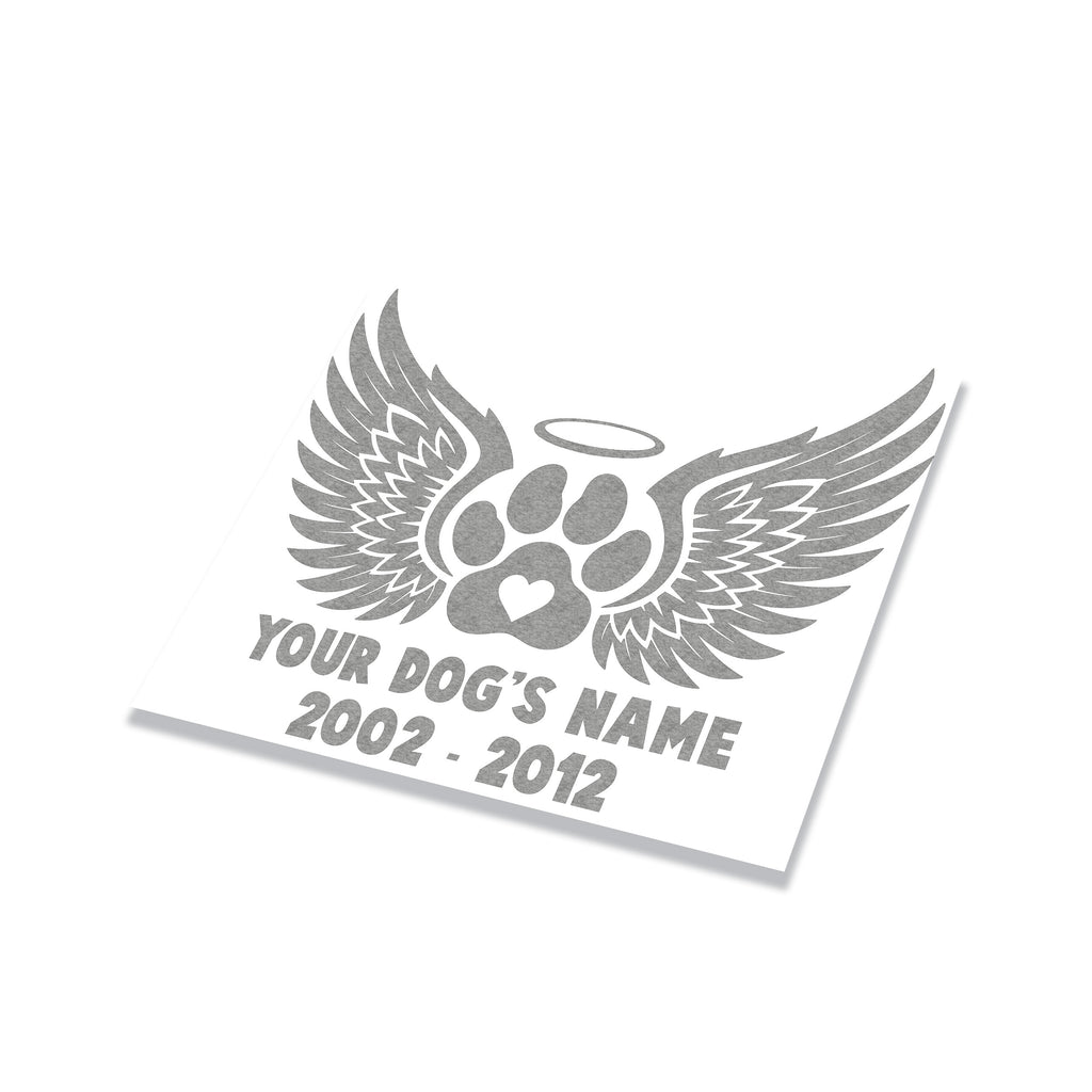 In Loving Memory Paw Print Memorial Angel Wings Halo Vinyl Transfer Decal