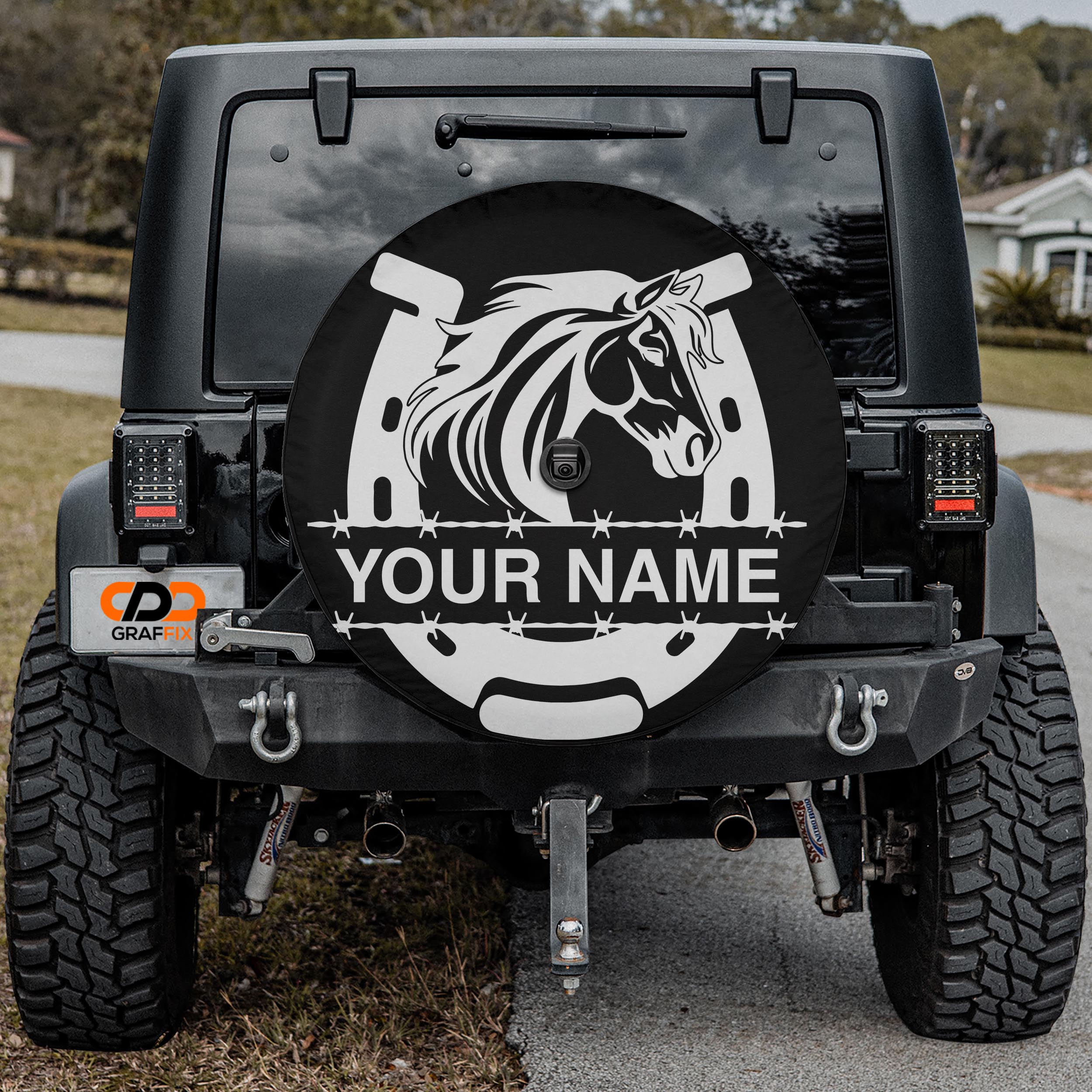Customizable Horseshoe Spare Tire Cover