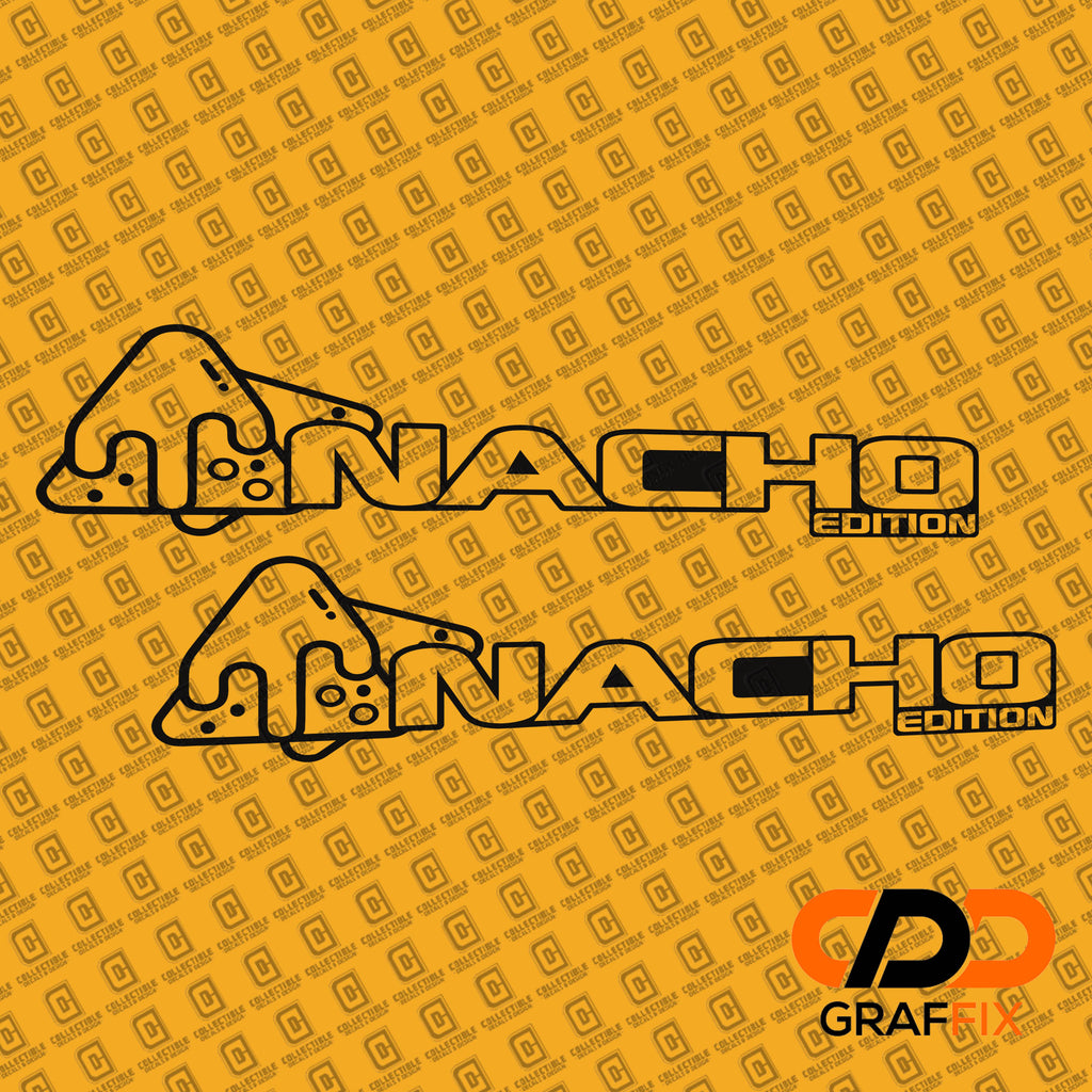 Nacho Edition v1 Jeep side hood decal pair preview with original sombrero artwork on transfer sheet