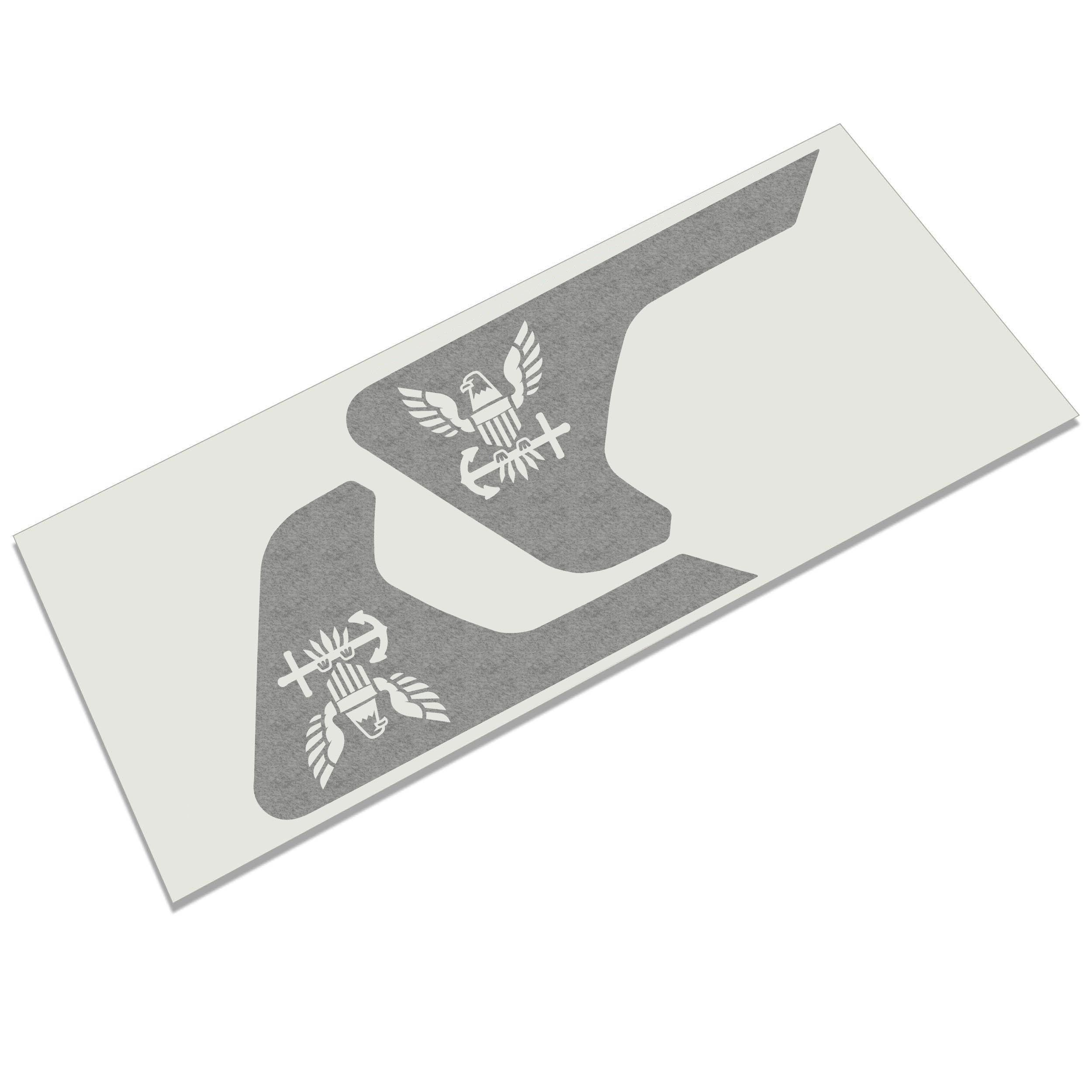 US Navy eagle anchor fender vent decal driver and passenger side layout for Jeep Wrangler JL JT