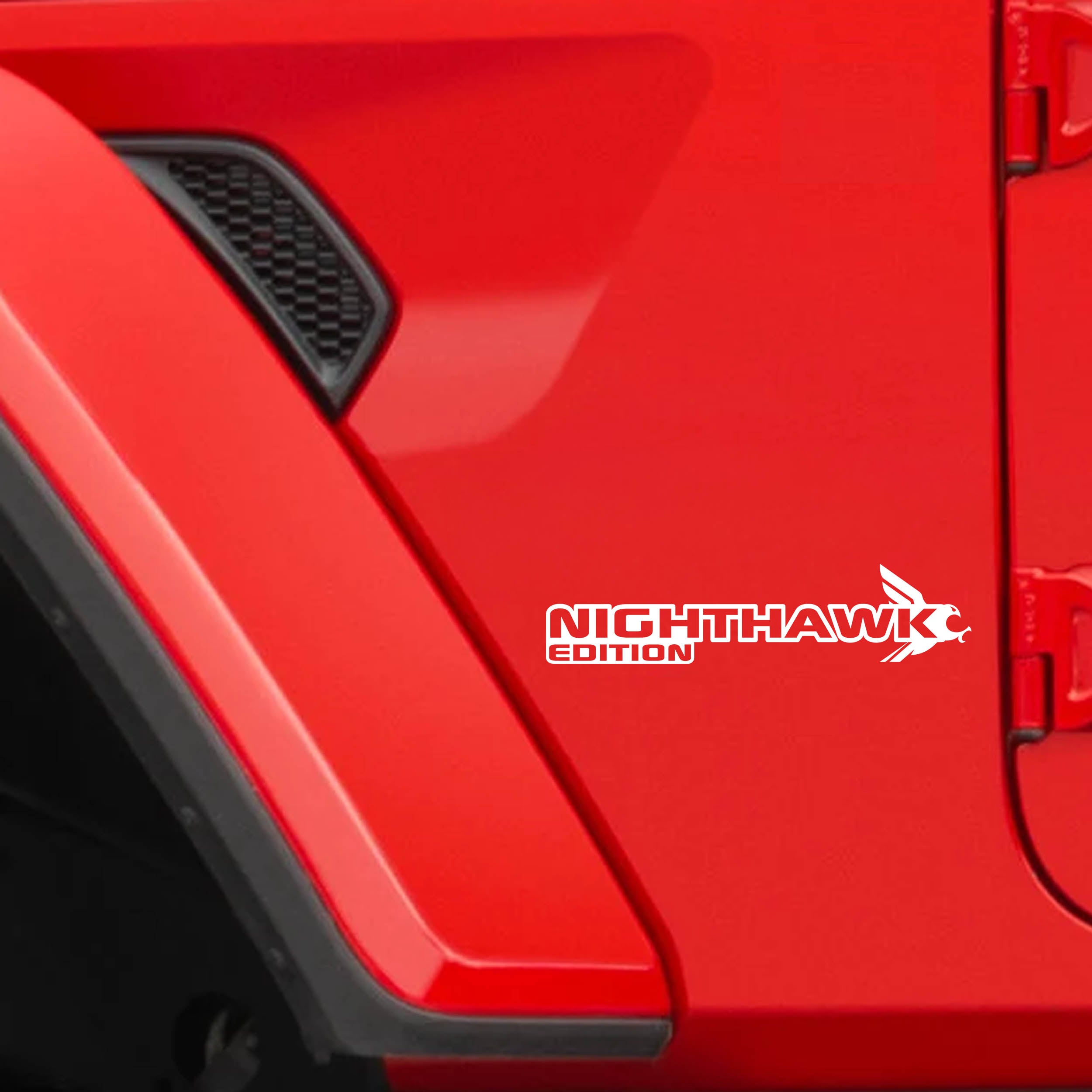 Nighthawk Edition fender decal shown in white for Jeep Wrangler JL and Gladiator JT