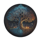 Norse Tree of Life spare tire cover no camera variant mounted on red Ford Bronco SUV red rock desert