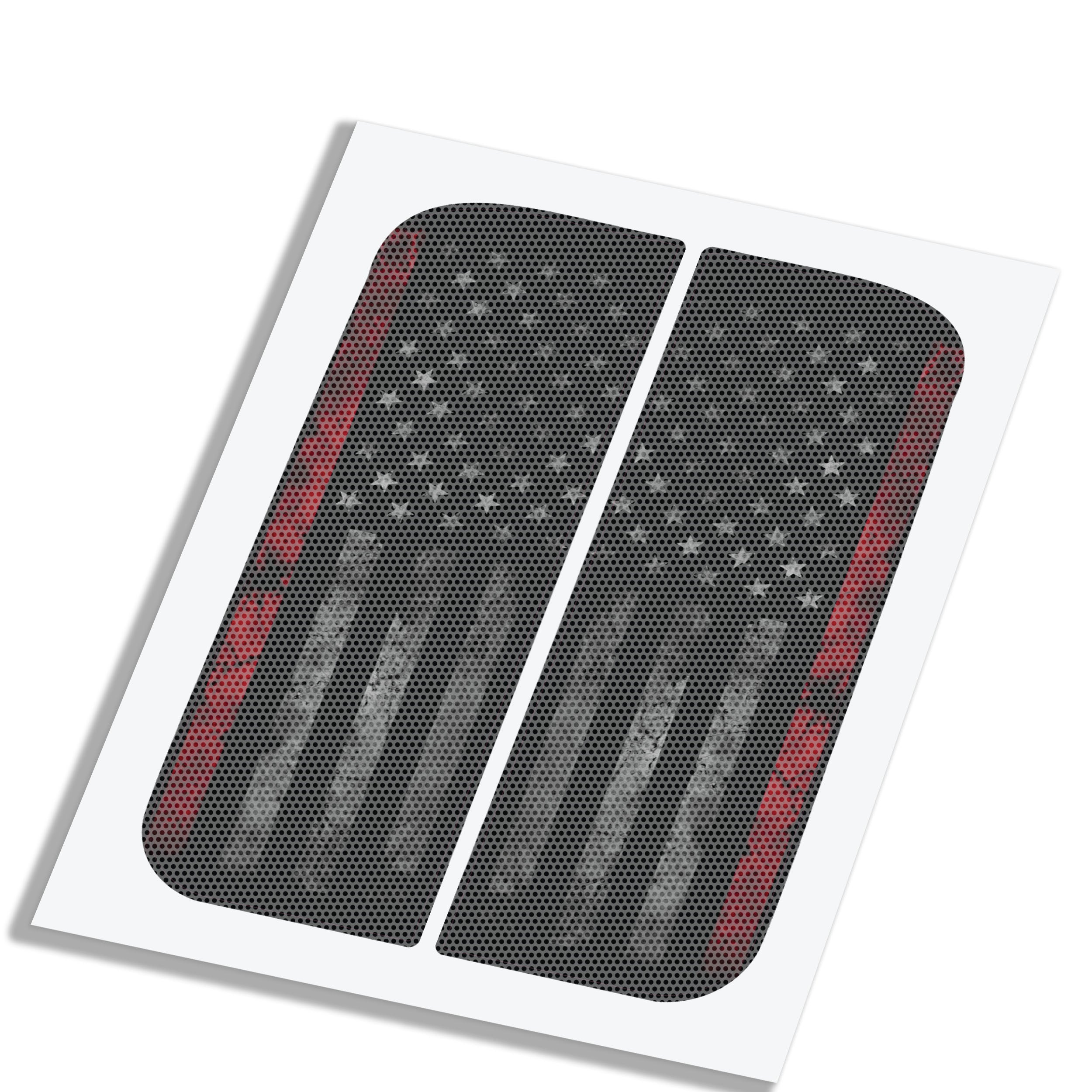American Flag Perforated Rear Door Side Window Accent Decal Kit For Jeep Wrangler / Gladiator 4 door (2018-2026)