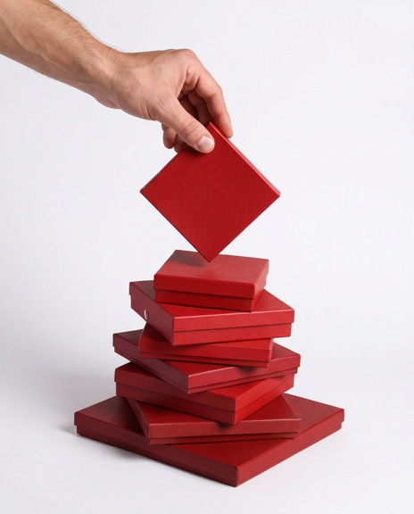 Red gift boxes for Christmas ornaments