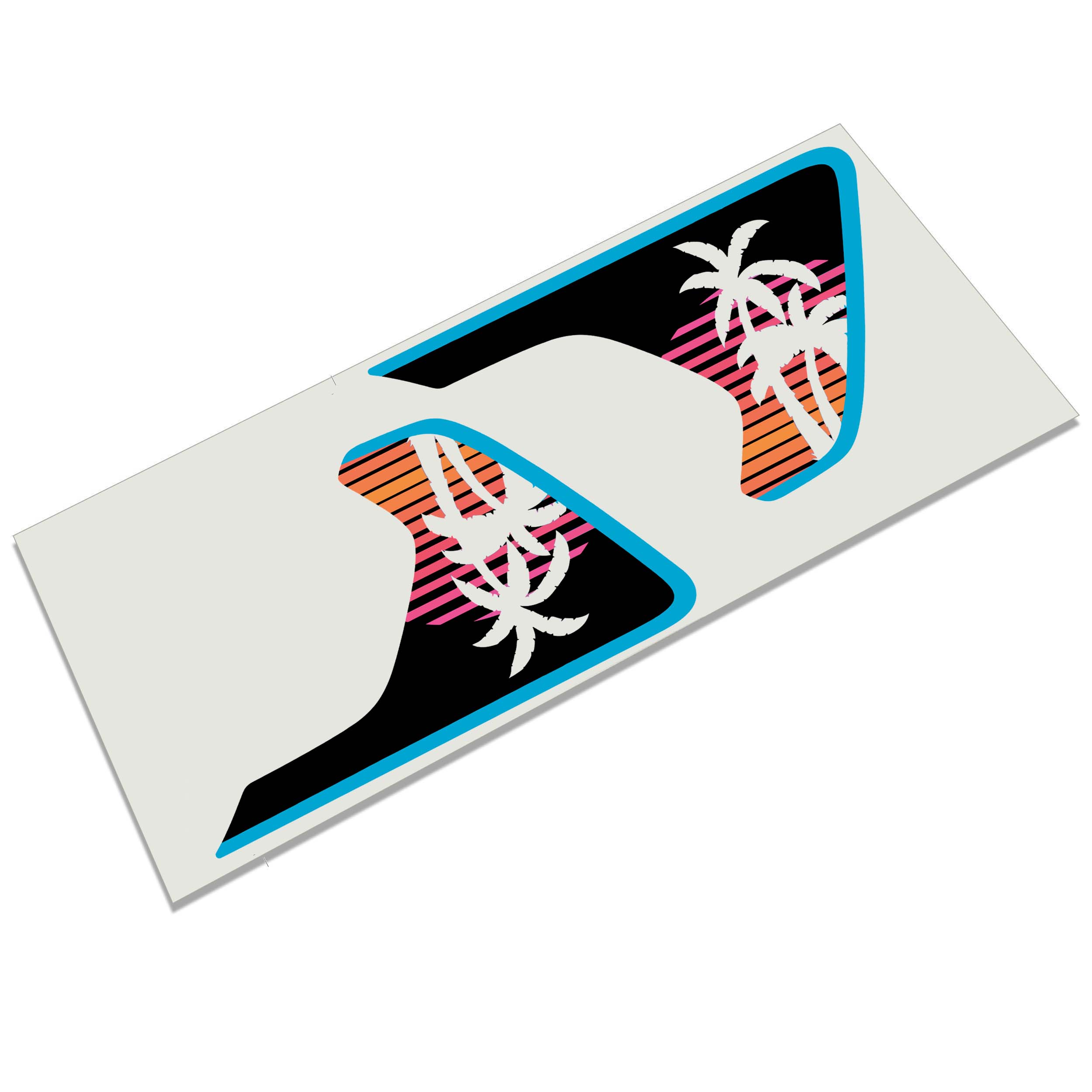 Electric blue retro synthwave palm tree sunset fender vent decal pair for Jeep JL Gladiator JT