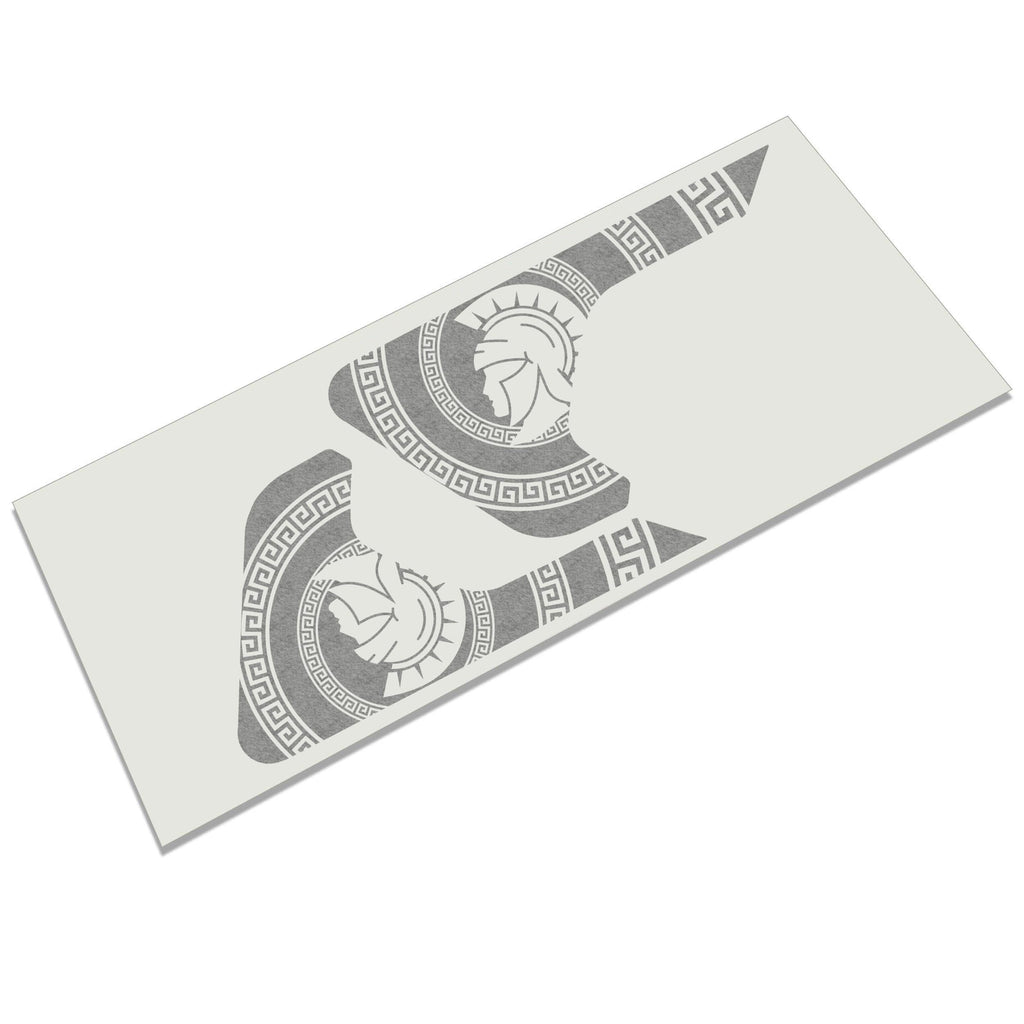 Roman Centurion warrior decal transfer sheet with Greek key border for Jeep JL JT fender vent