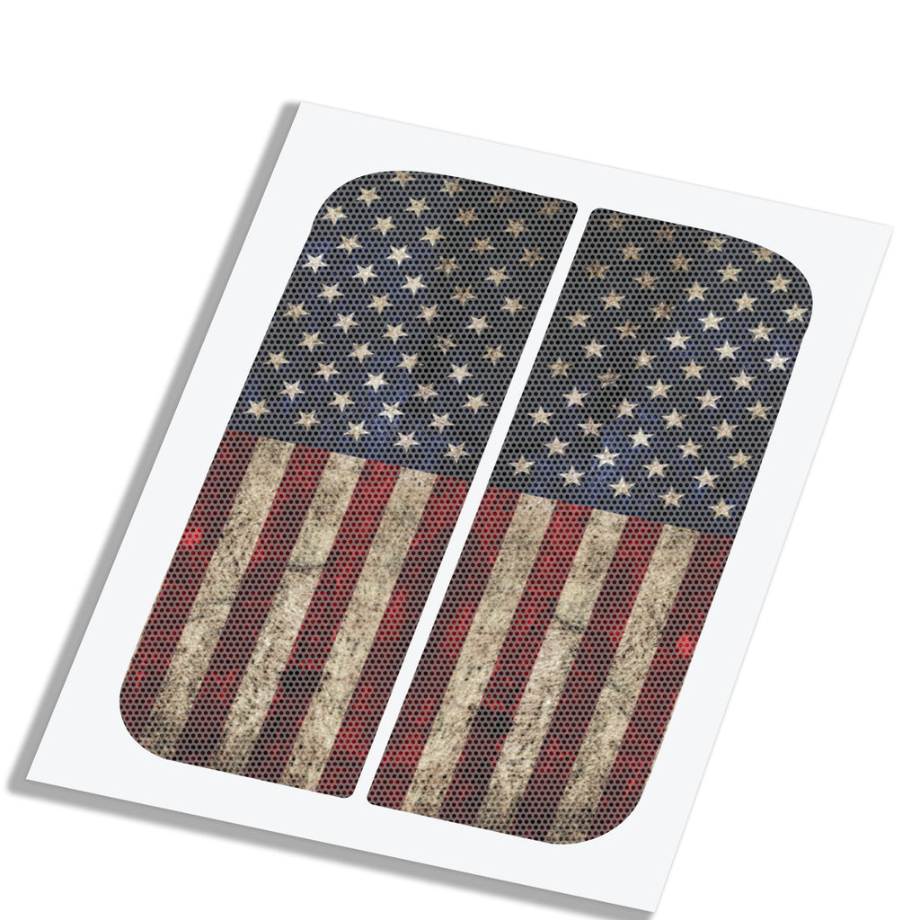 American Flag Perforated Rear Door Side Window Accent Decal Kit For Jeep Wrangler / Gladiator 4 door (2018-2026)