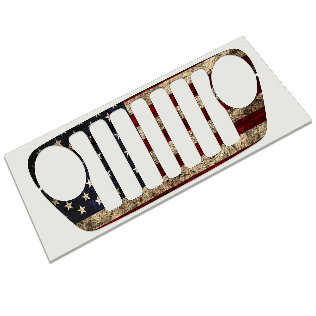 Rustic Old Glory Grille Skin Vinyl Overlay - Fits Jeep Wrangler JL/Jeep Gladiator JT 2018 - 2023