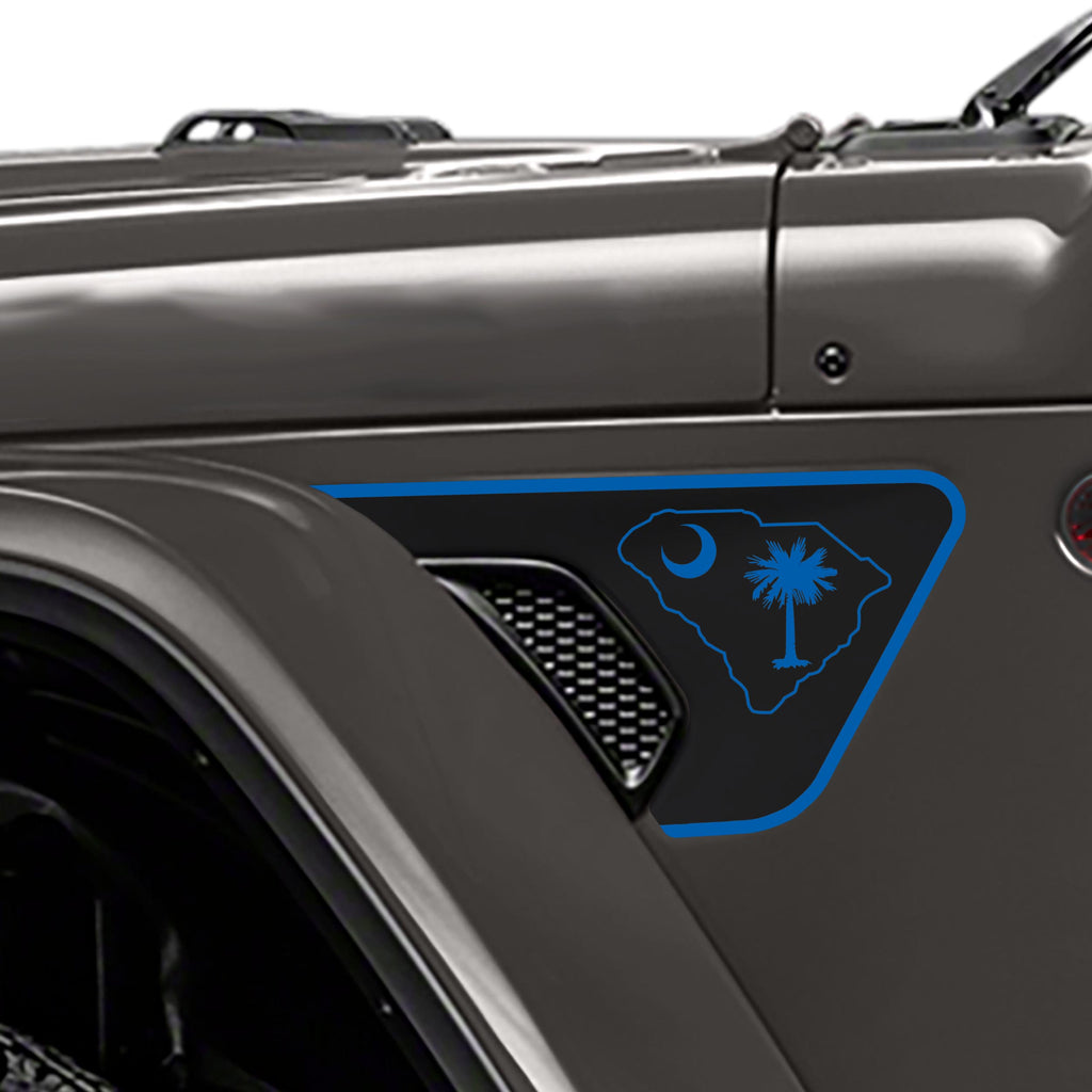 South Carolina State Logo 2-Color Fender Vent Decal Set - Fits Wrangler JL/JLU & Gladiator JT