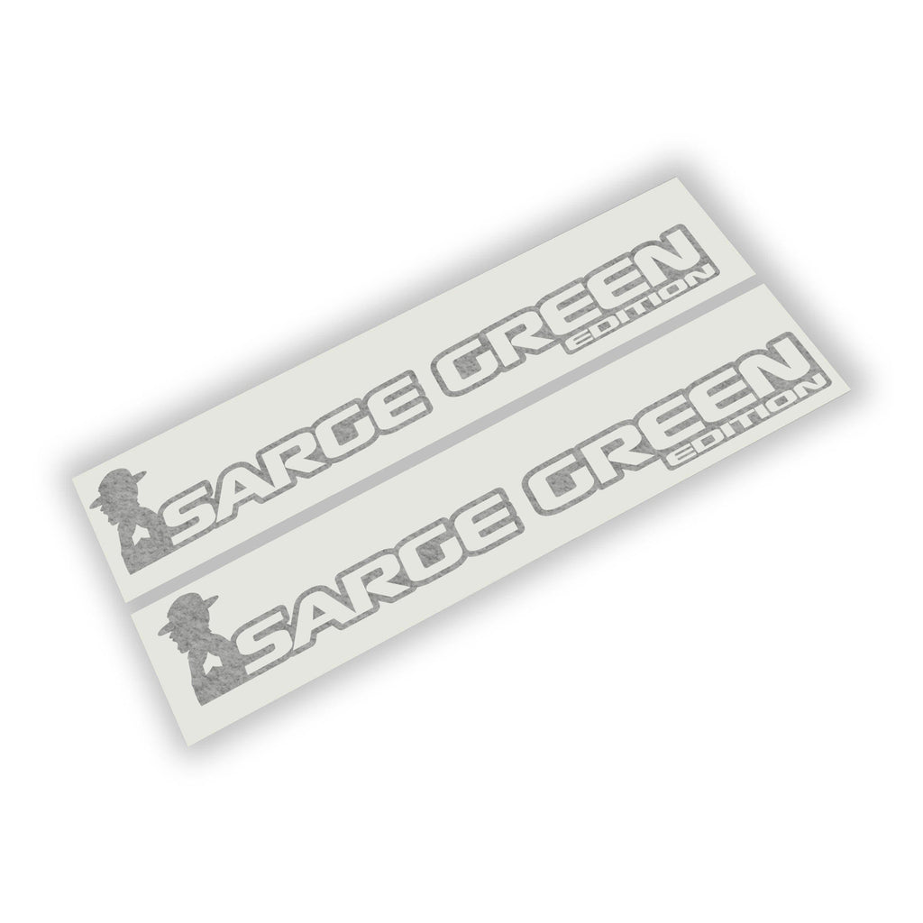 Sarge Green edition side hood decal pair installed on Jeep Wrangler JL Gladiator JT bonnet