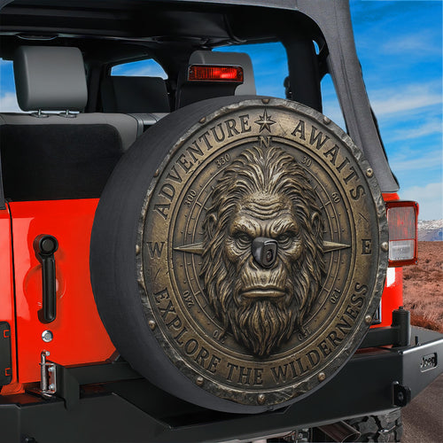 Bronze Compass Sasquatch Adventure Awaits Spare Tire Cover