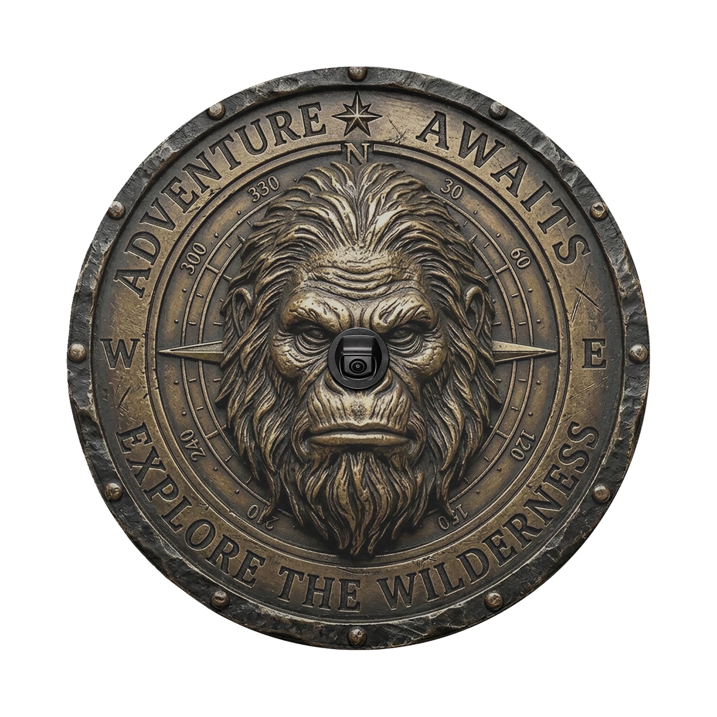 Bronze Compass Sasquatch Adventure Awaits Spare Tire Cover