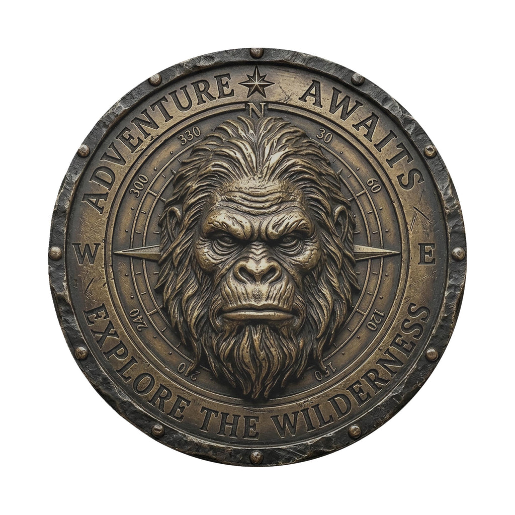 Bronze Compass Sasquatch Adventure Awaits Spare Tire Cover
