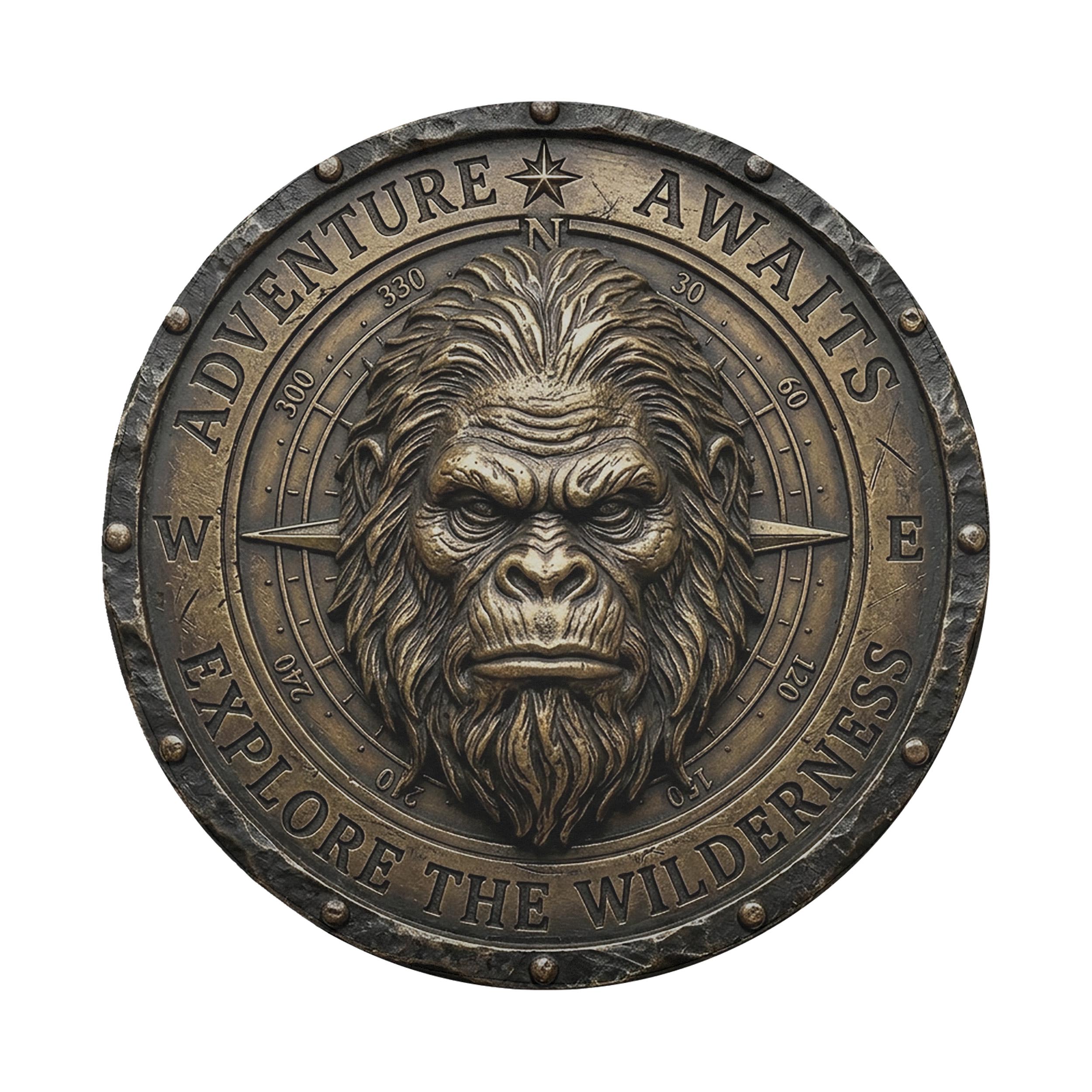 Bronze Compass Sasquatch Adventure Awaits Spare Tire Cover