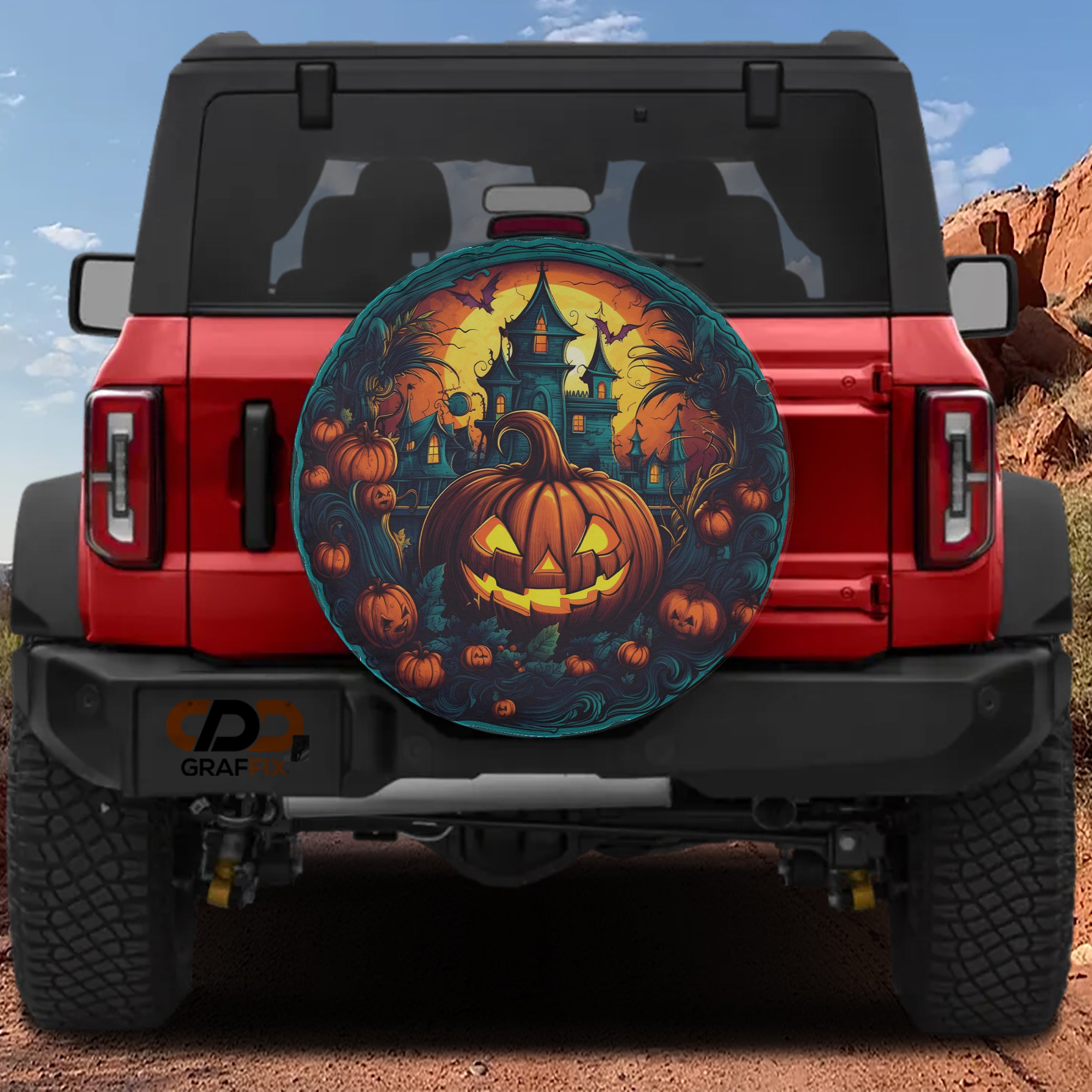 Scarry Pumpkin Patch Spare Tire Cover