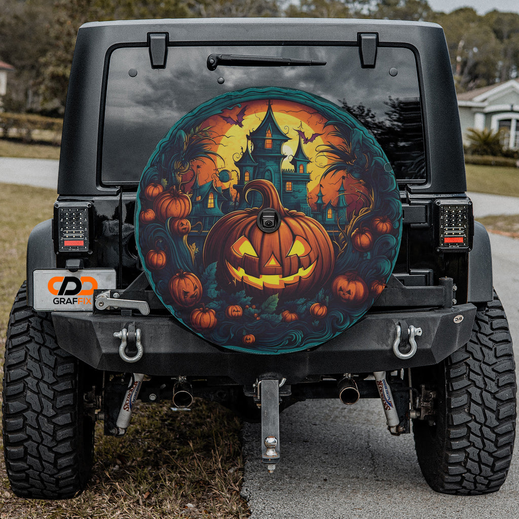 Scarry Pumpkin Patch Spare Tire Cover