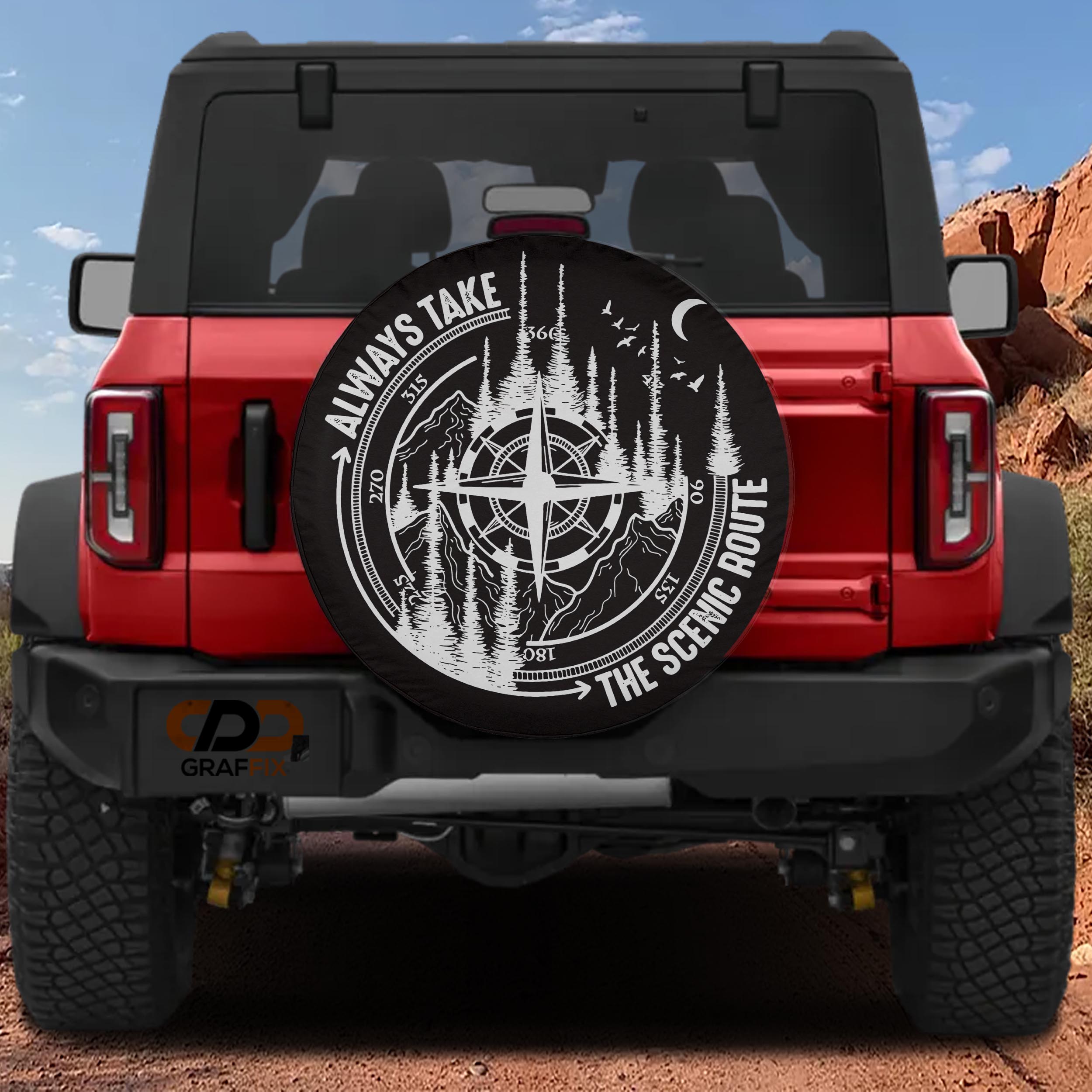Always Take the Scenic Route Spare Tire Cover