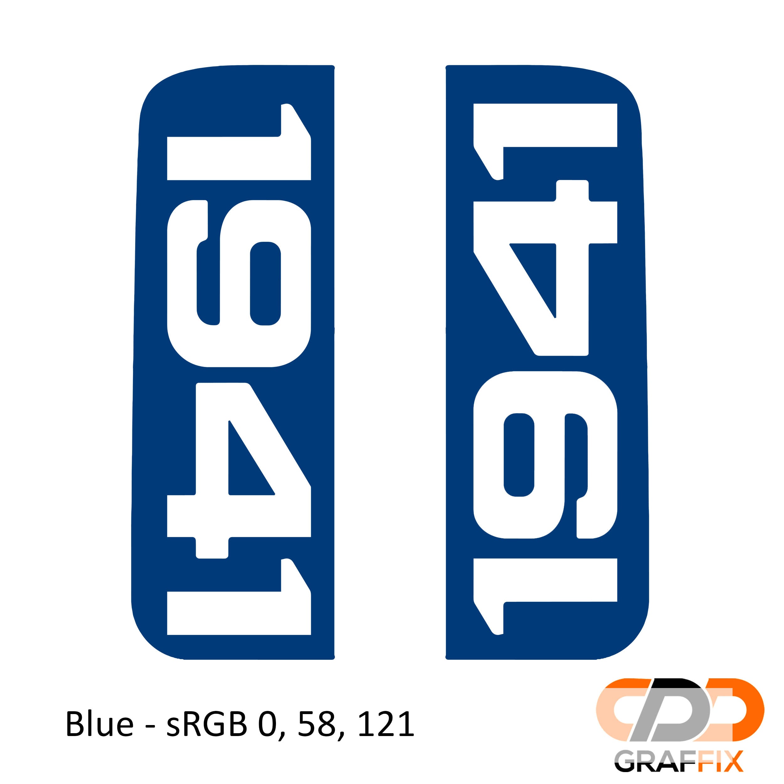 Blue 1941 vertical side window decal shown on Jeep Wrangler JKU rear quarter door glass
