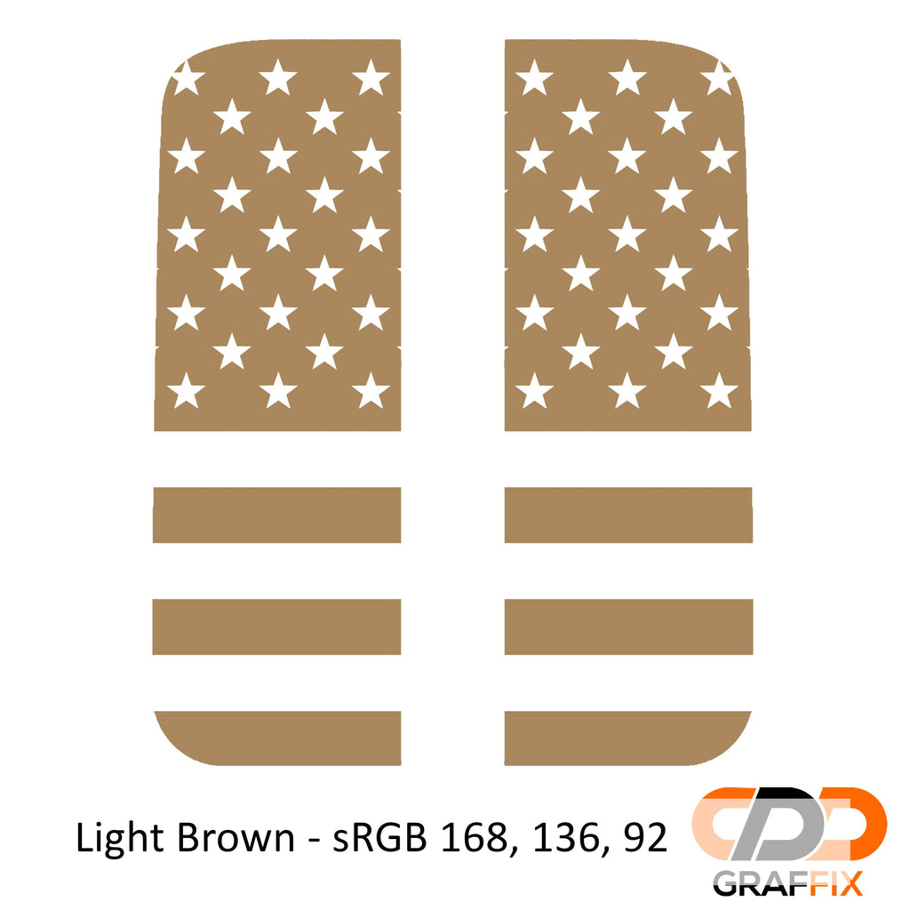 Light brown American flag side window decal set for Jeep Wrangler JL Gladiator JT
