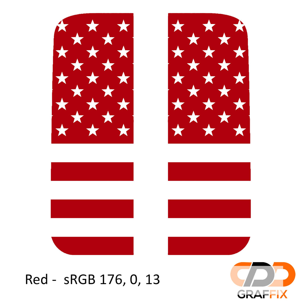 Red American flag vinyl side window decal set for Jeep Wrangler JL Gladiator JT 2018+