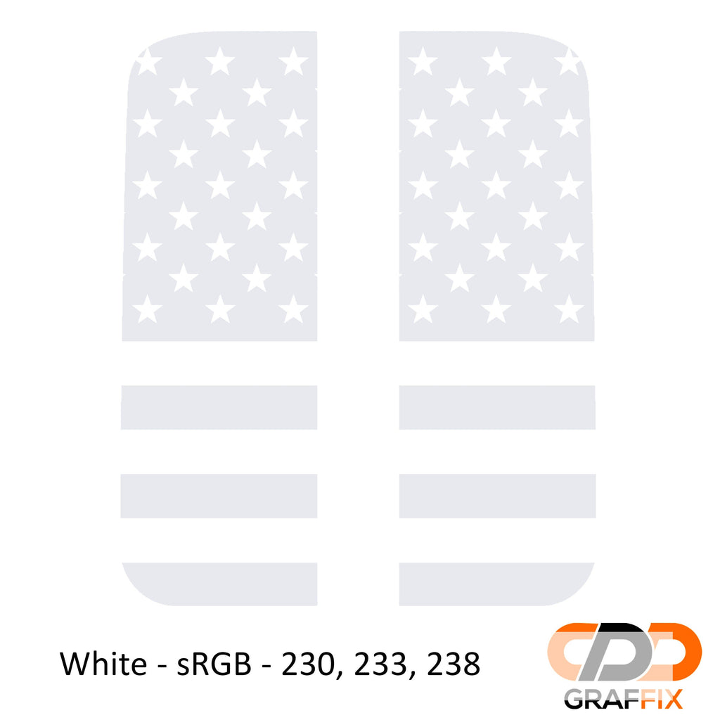 White American flag side window vinyl decal set for Jeep Wrangler JL Gladiator JT