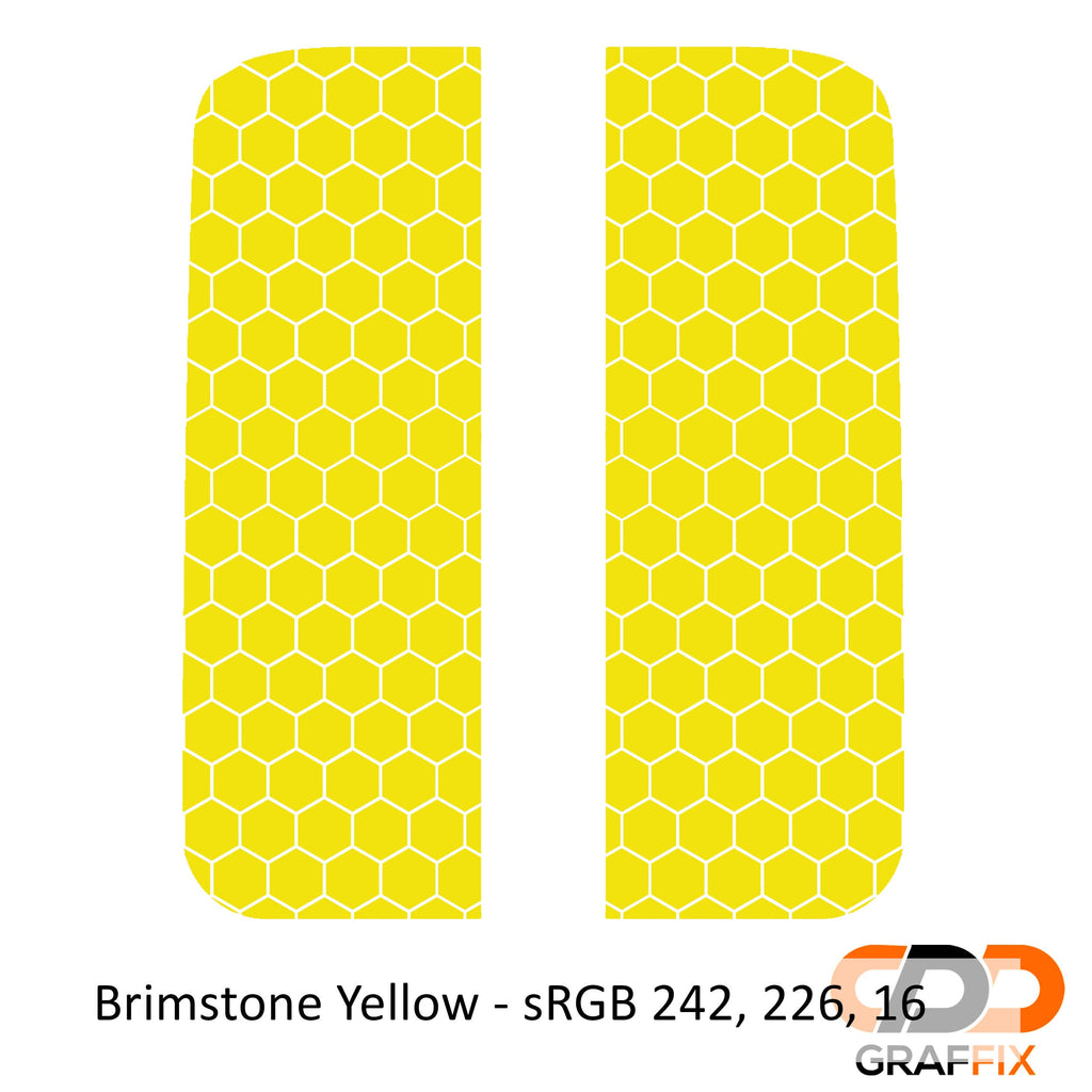 Brimstone yellow honeycomb hex mesh side window decal set for Jeep Wrangler JL JT