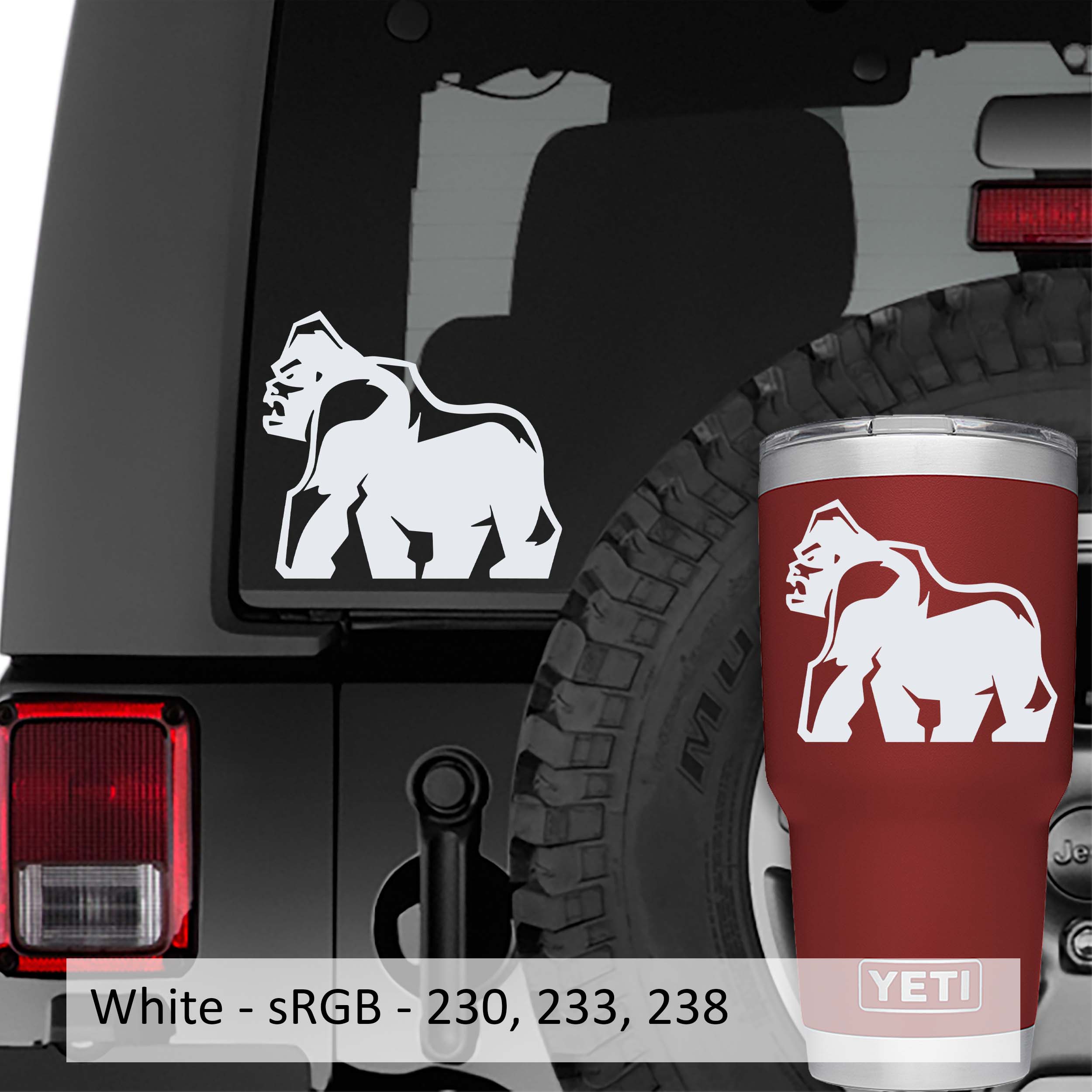 Silverback Gorilla Vinyl Decal | Jeep Decal Store
