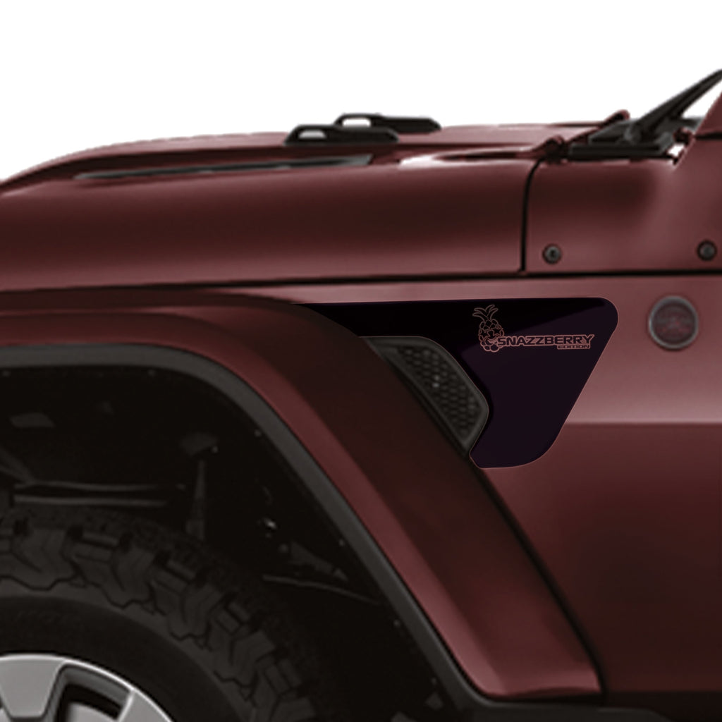 Black Snazzberry Edition fender vent transfer decal pair for JL JLU Gladiator JT 18+
