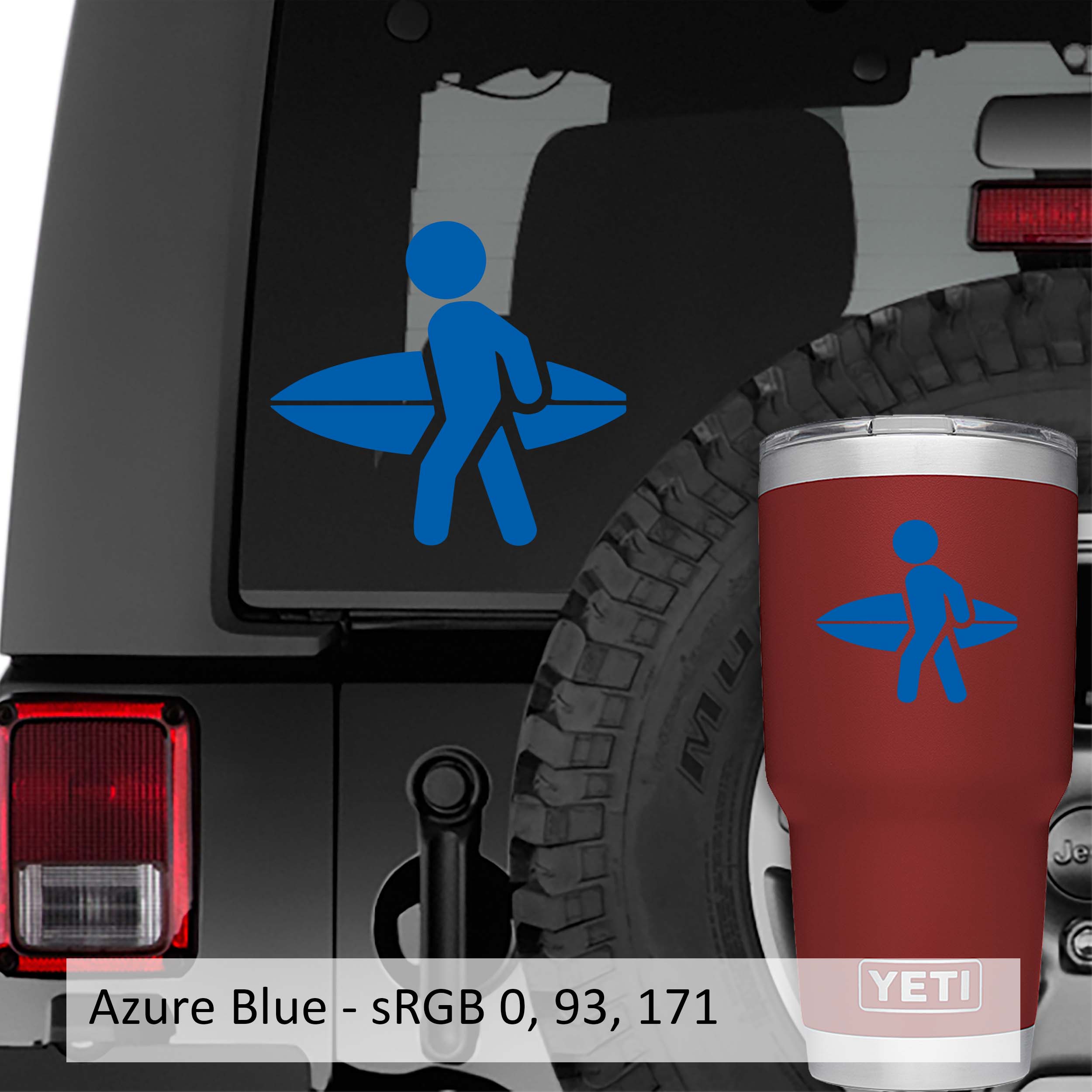 Stick Figure Surfer Vinyl Decal