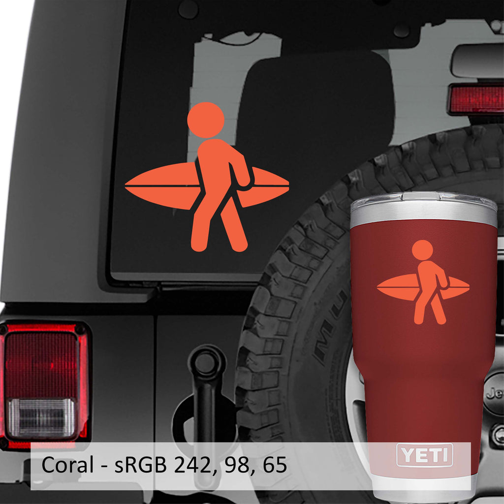 Stick Figure Surfer Vinyl Decal