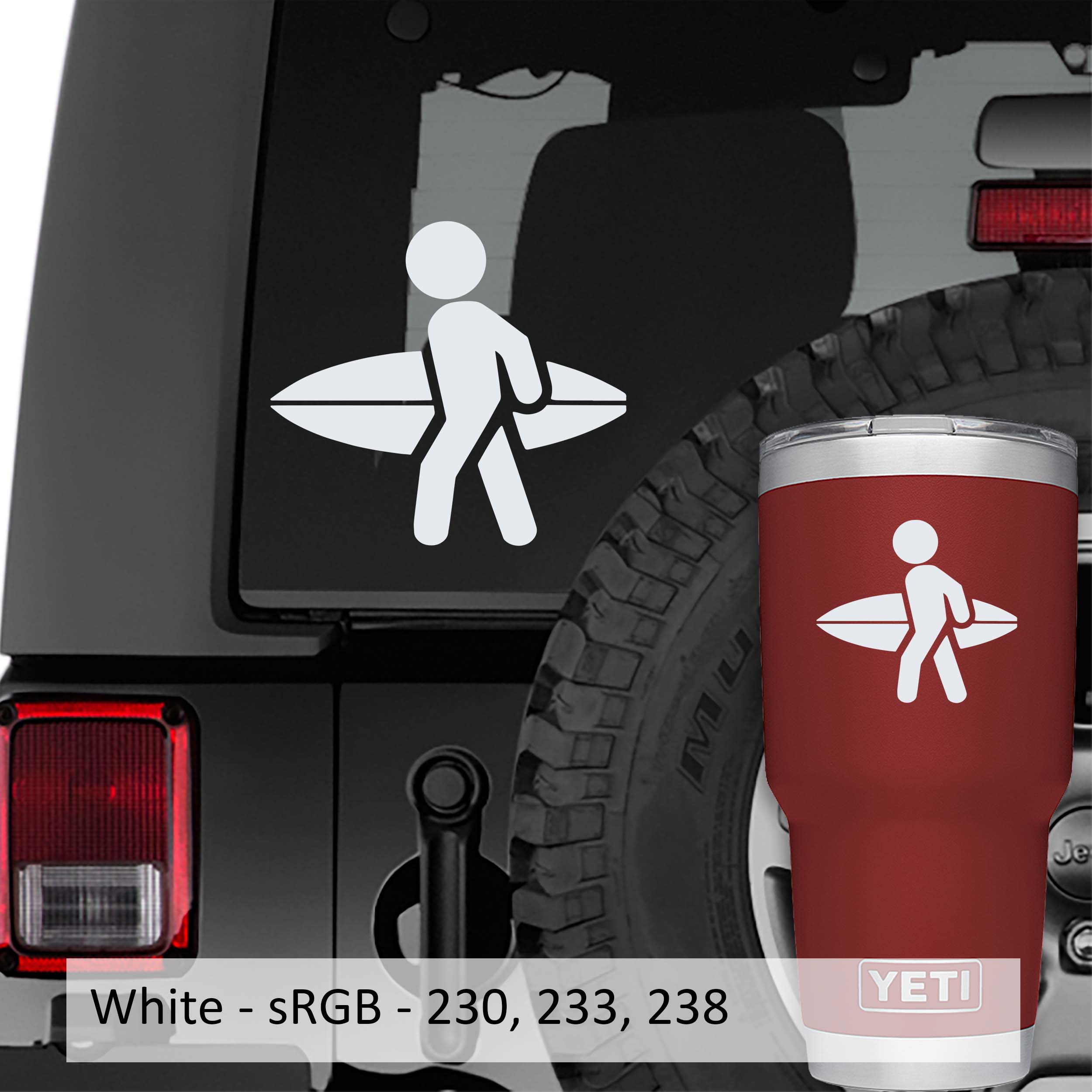 Stick Figure Surfer Vinyl Decal