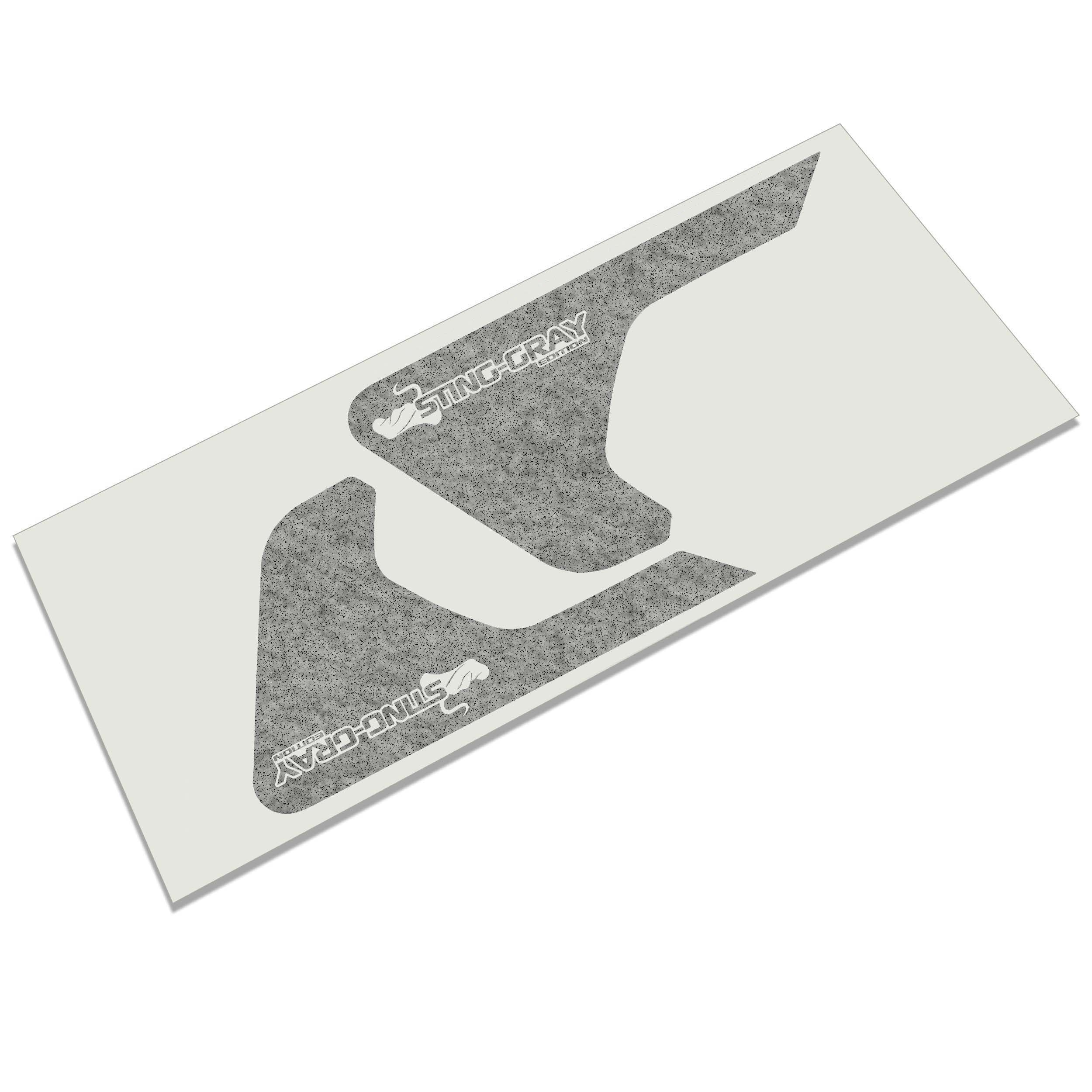 Sting-Gray Edition Jeep fender vent decal pair in black with stingray badge on backing