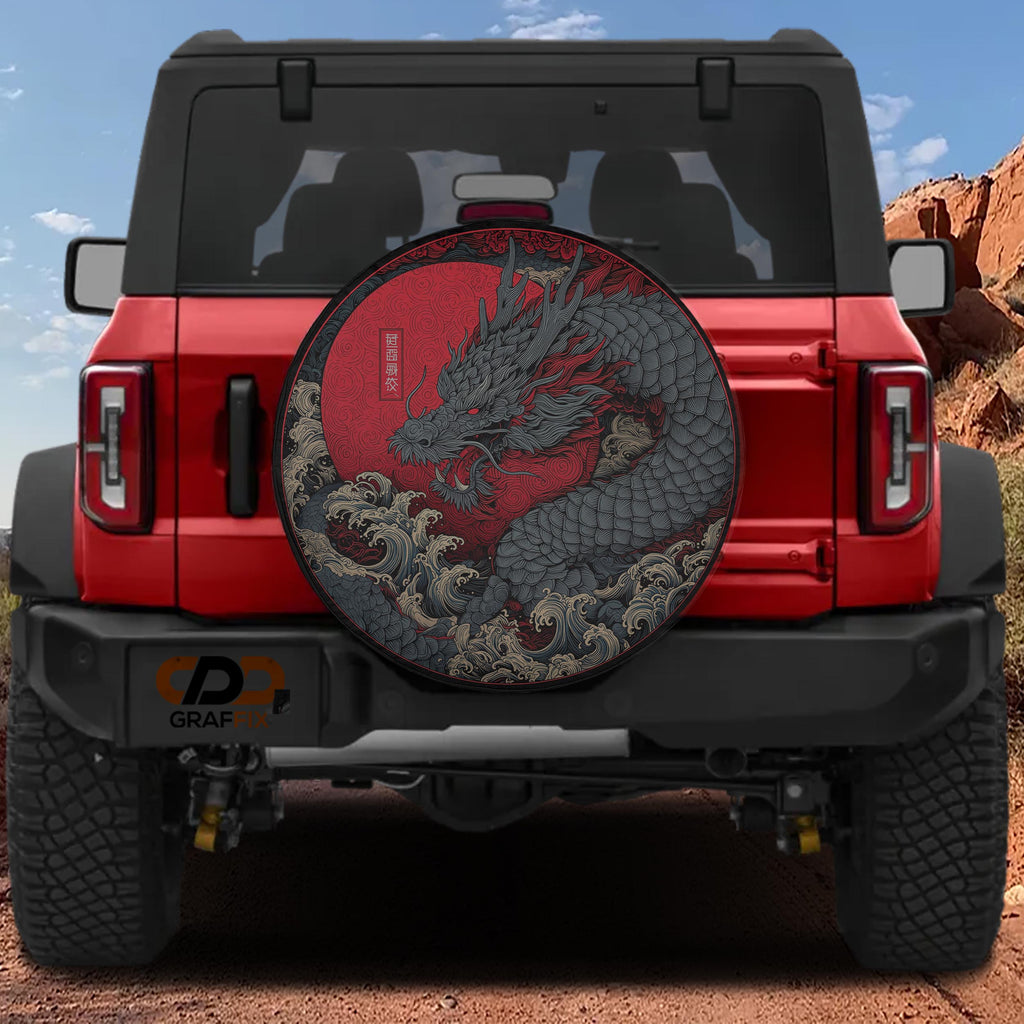 Storm Dragon Rising Spare Tire Cover